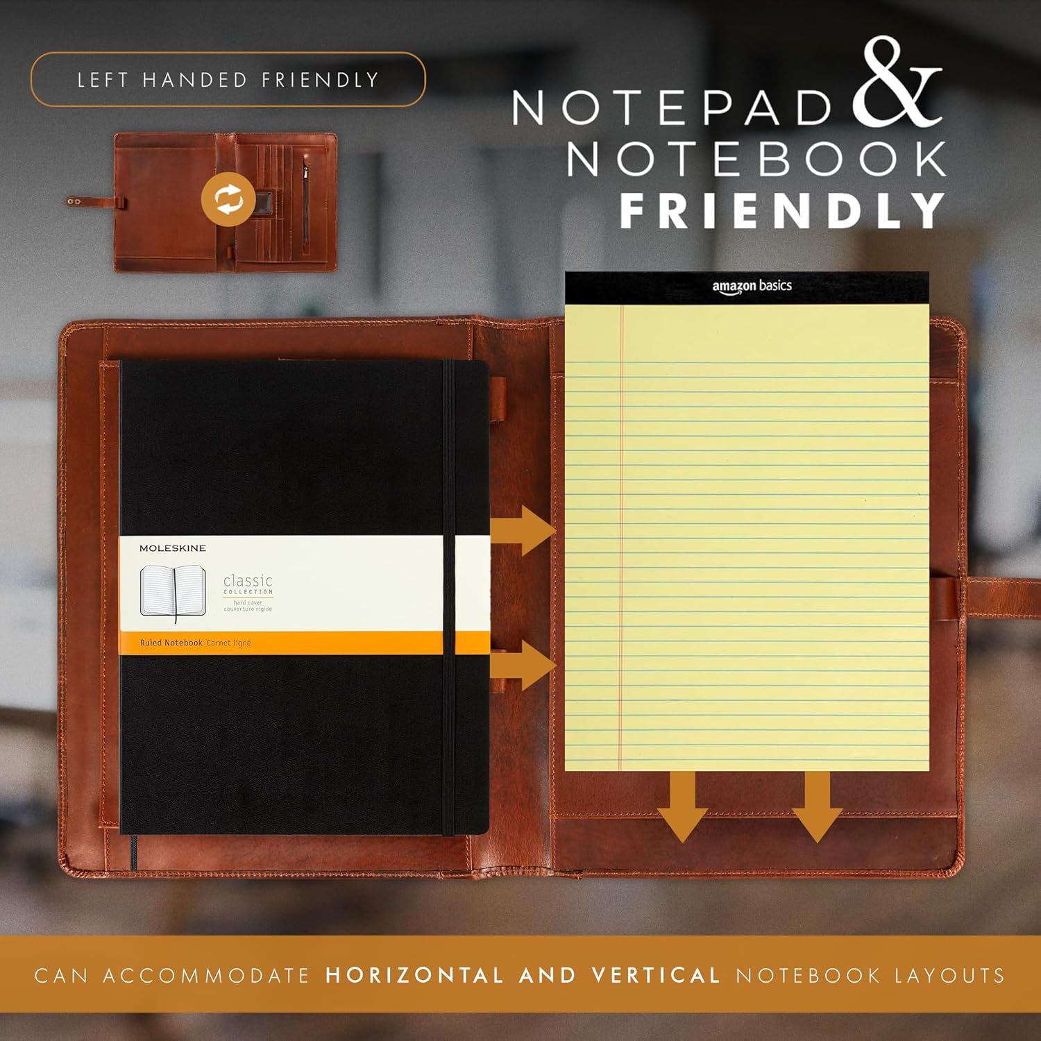 Leather Portfolio Organizer (Antique, Letter Strap)