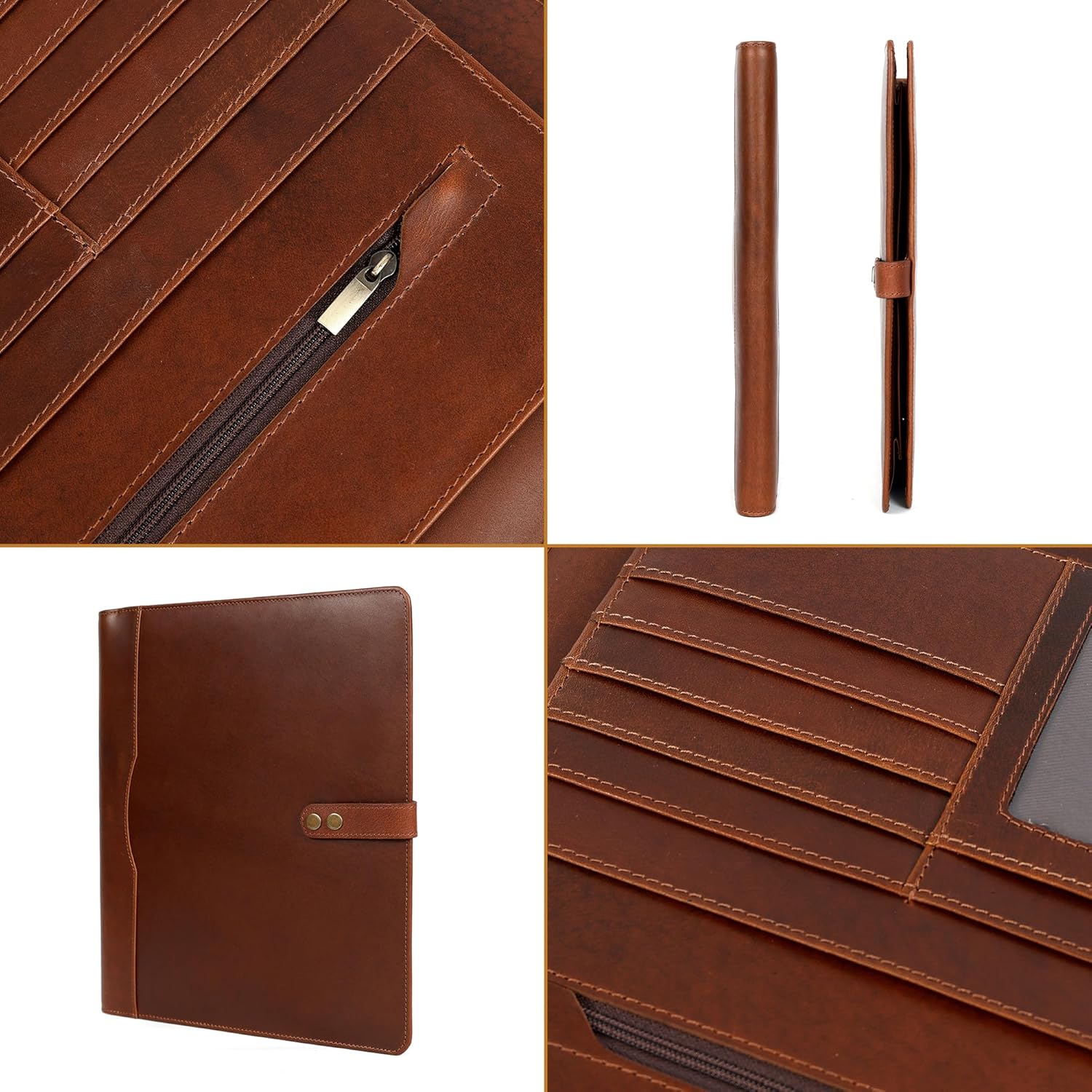 Leather Portfolio Organizer (Antique, Letter Strap)