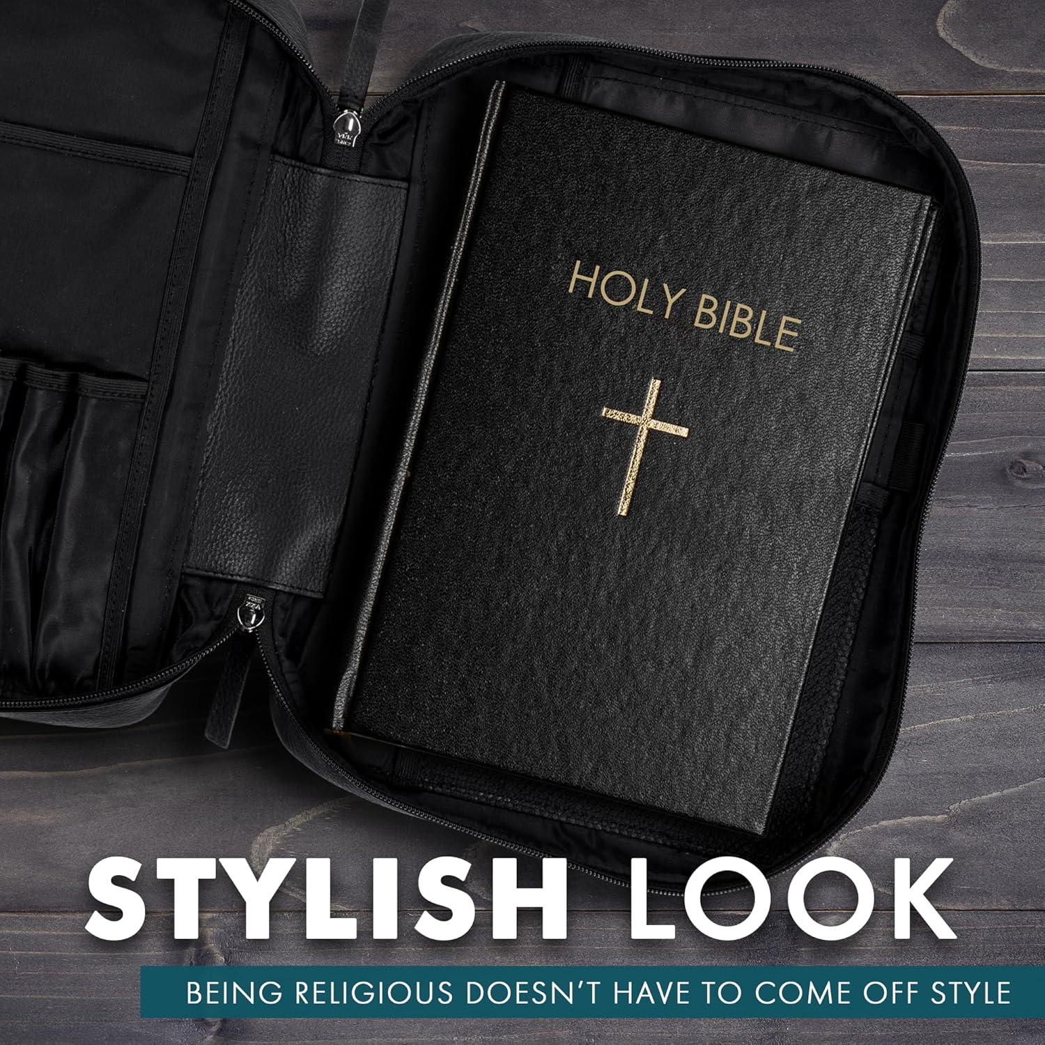 Study Leather Bible Case (Black)
