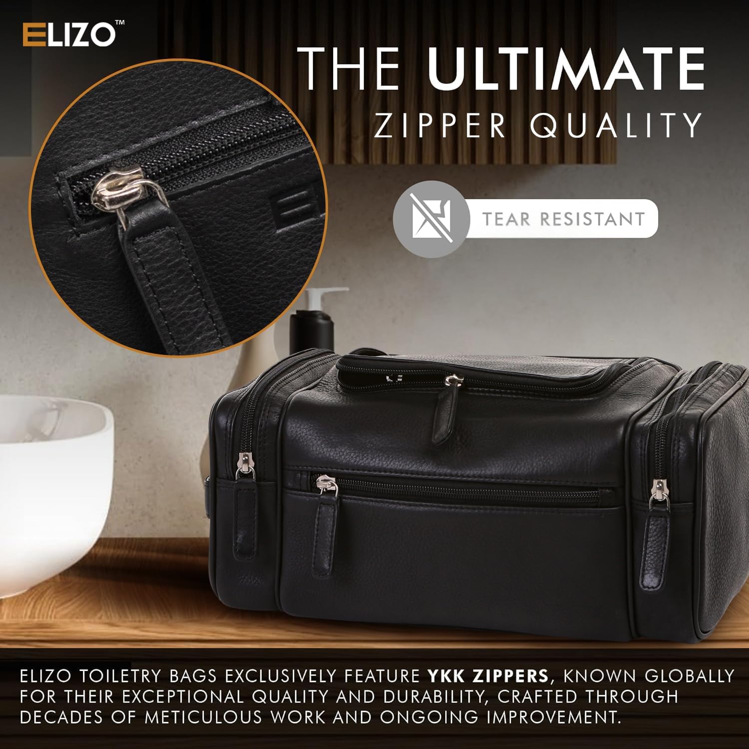 Leather Toiletry Bag (XLarge) (Black)