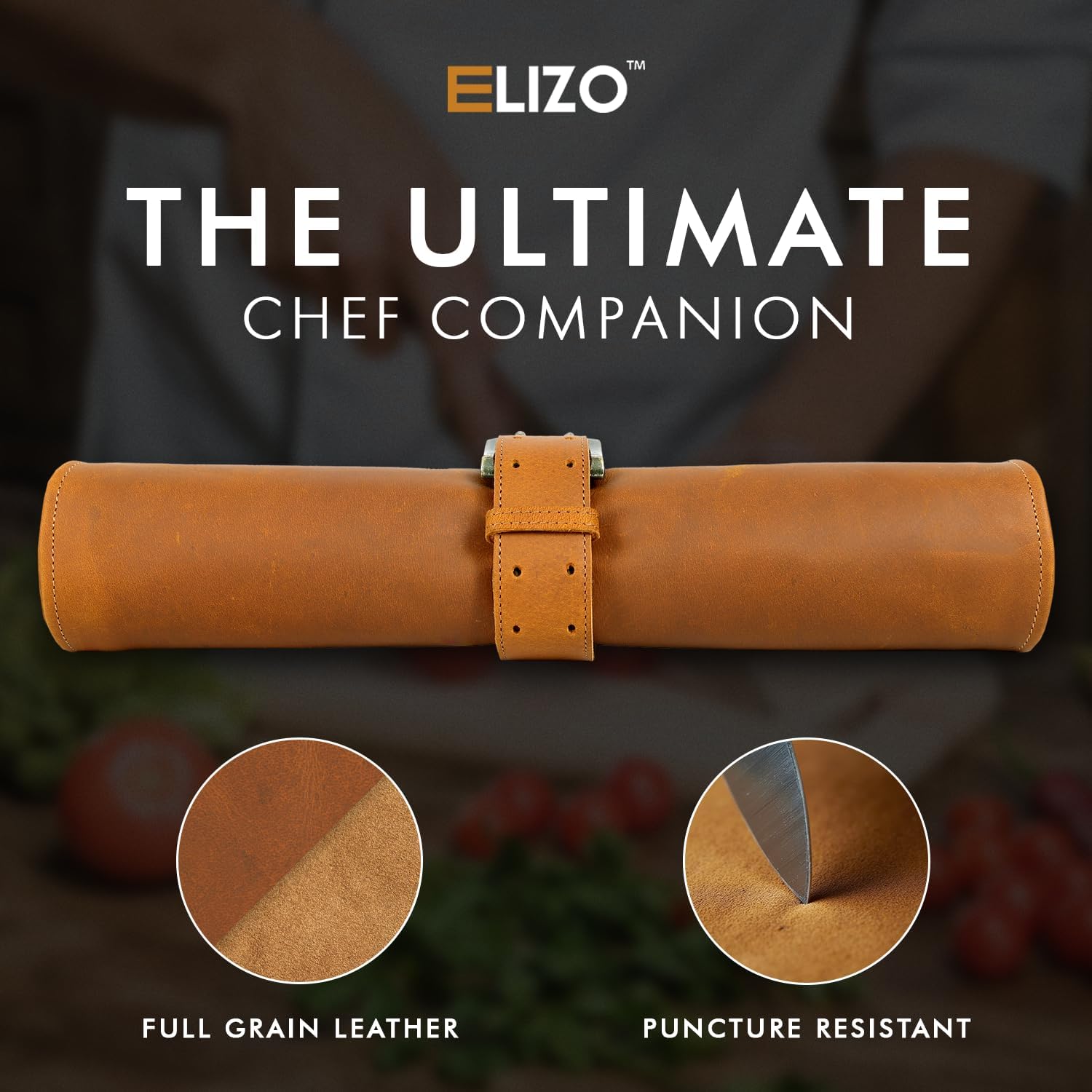 Leather Knife Roll  for Chefs – 4 Slots