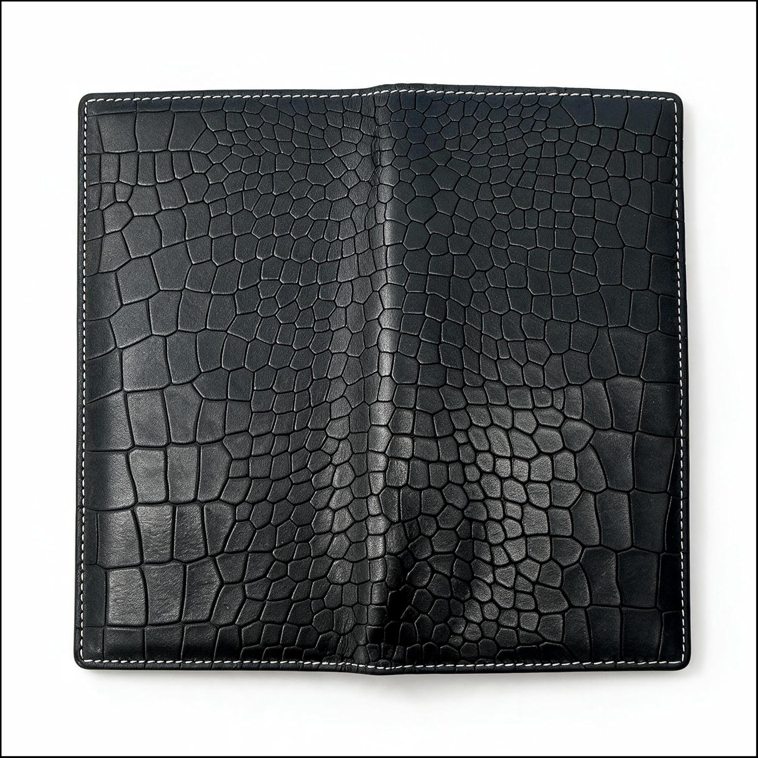 Mens Long Wallet (Black Crocodile)