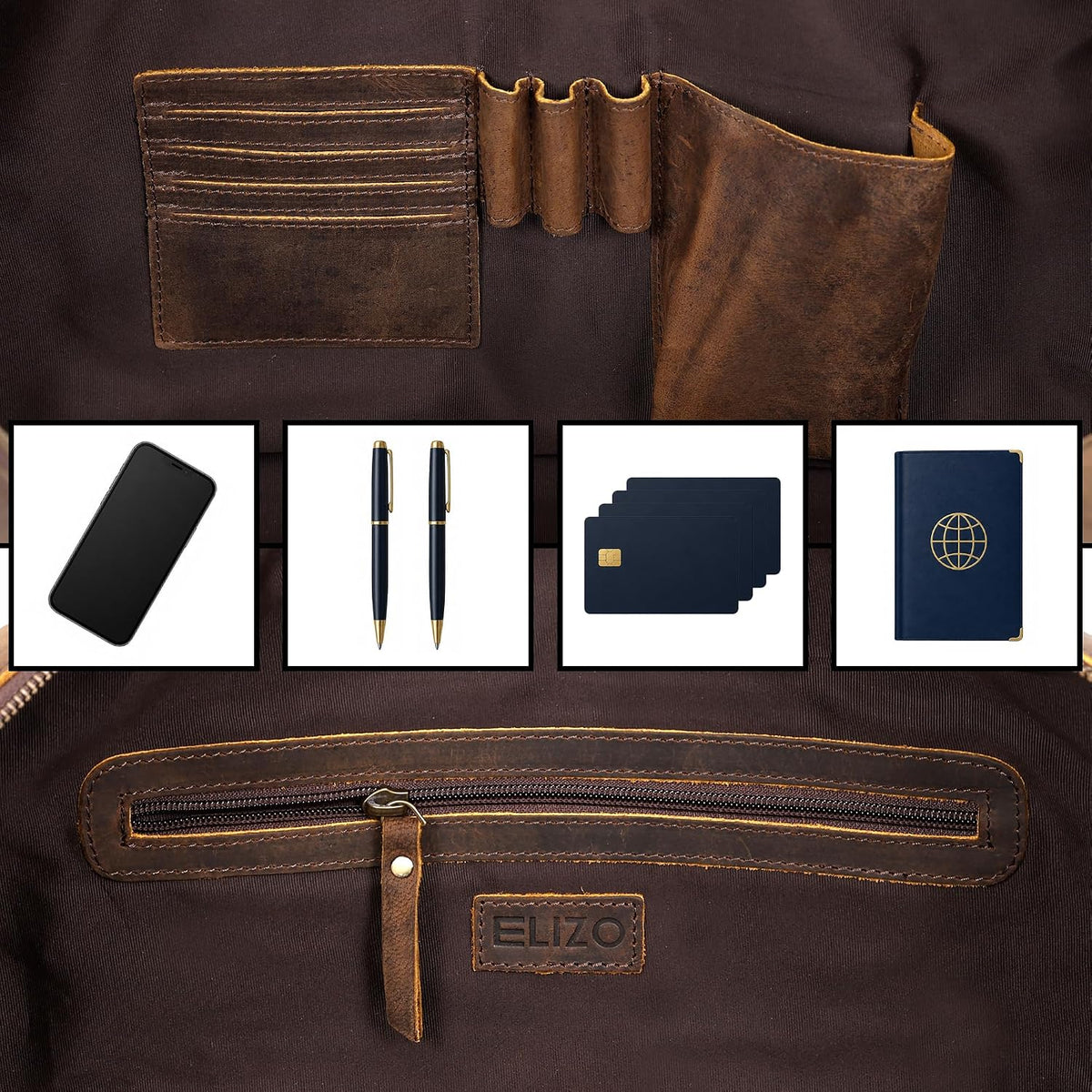 Leather Duffle Bag - Overnight Travel Bag in Crazy Brown