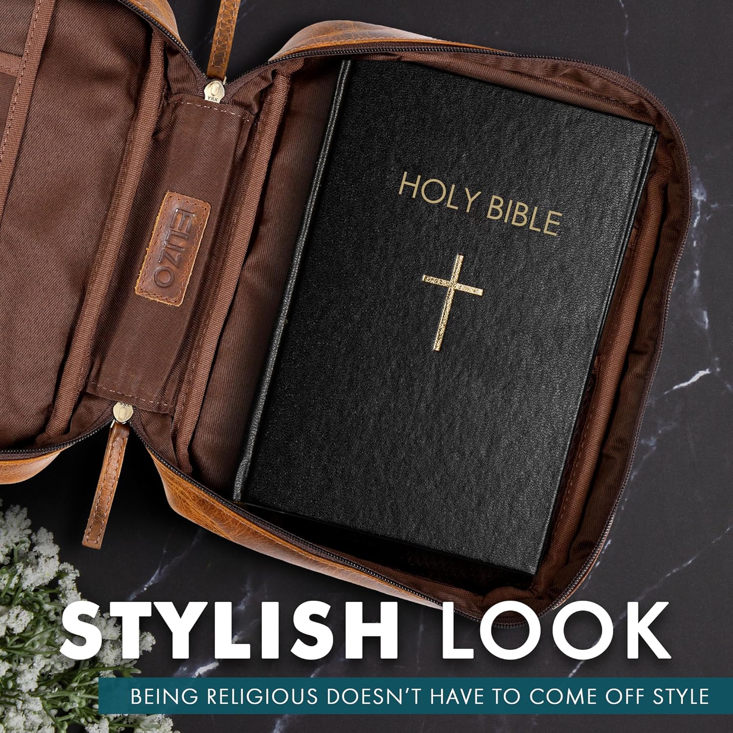 Large Leather Bible Case (Buckskin)