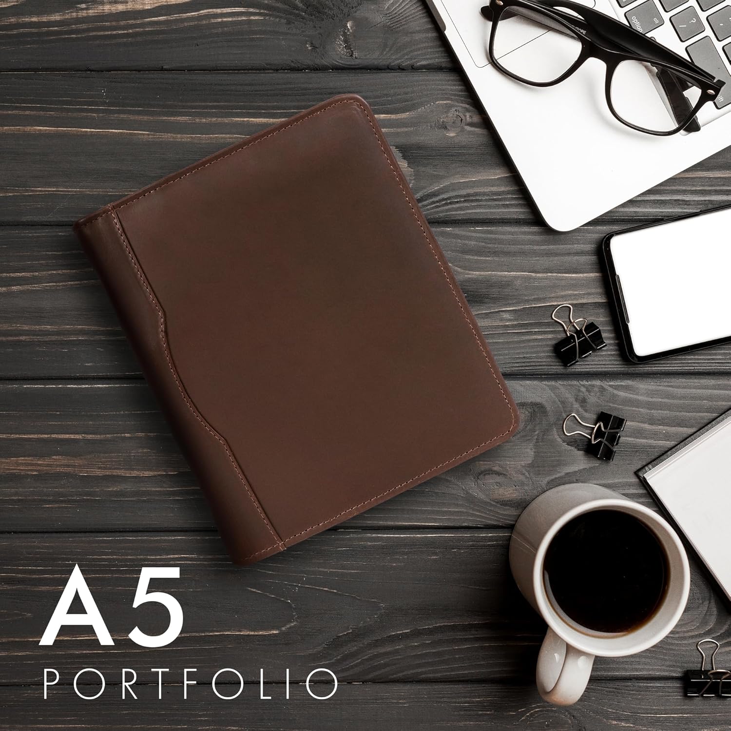 A5 Leather Portfolio & Notebook Cover (Buff)