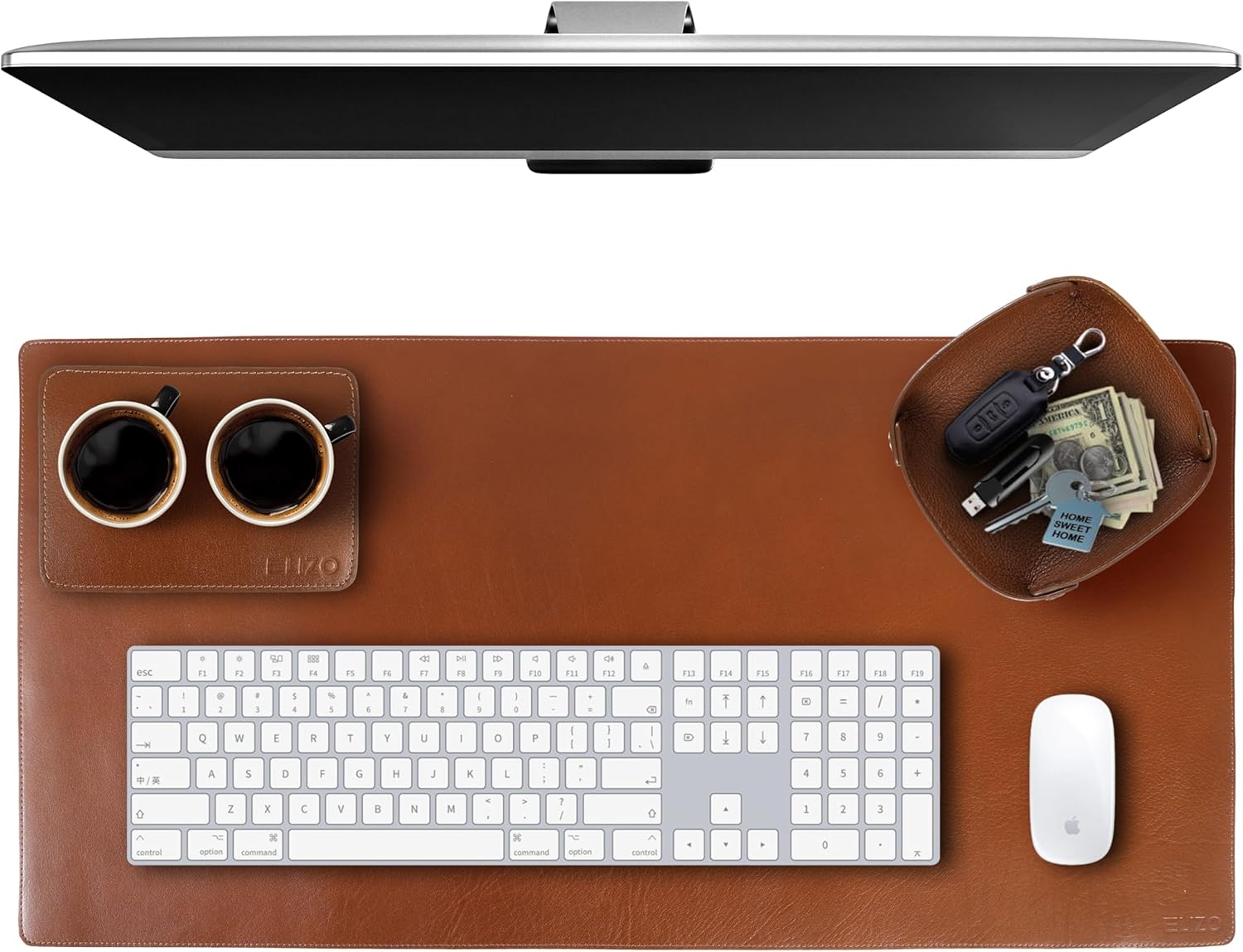 Leather Desk Mat Set (3mm) Double layer (Camel)