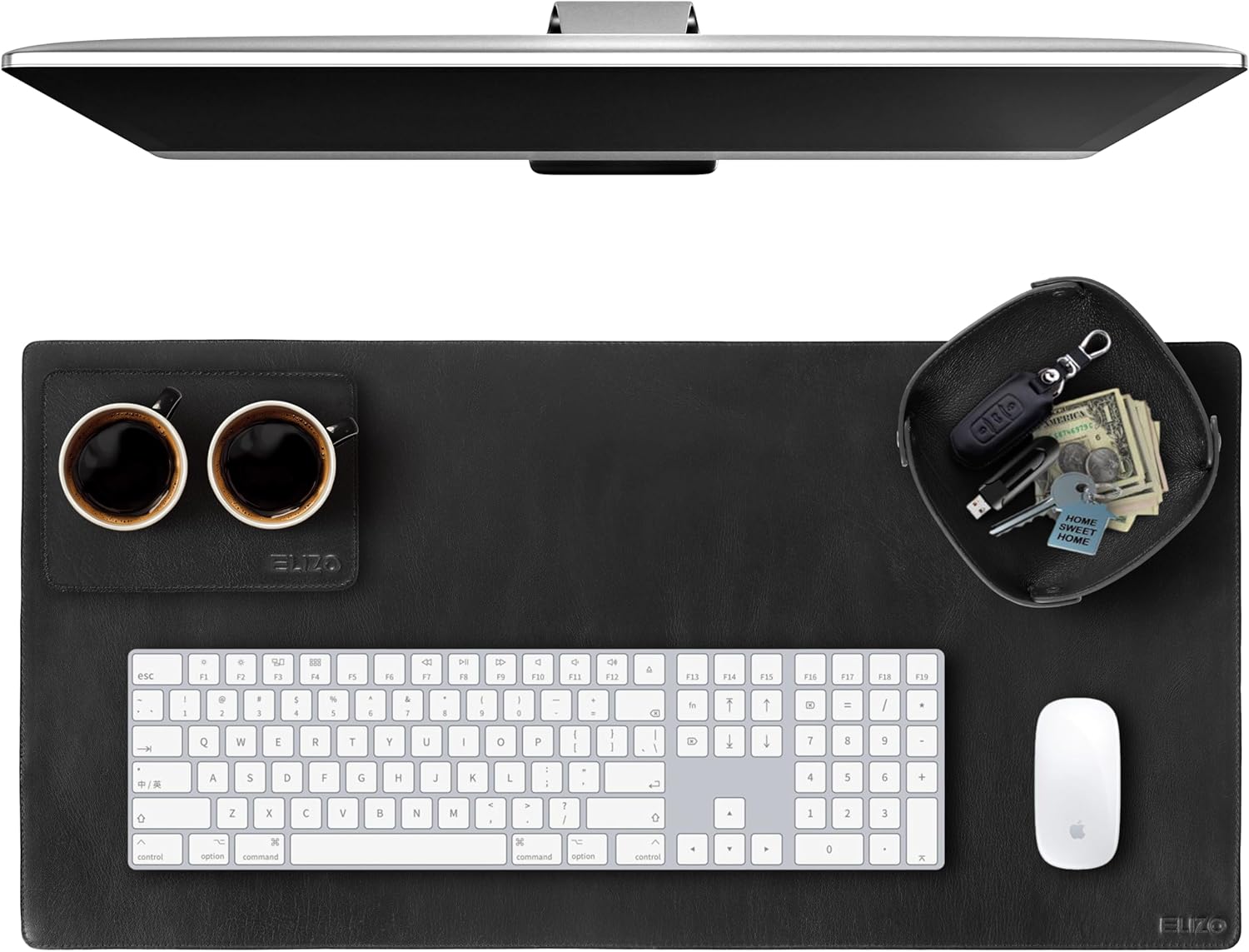 Leather Desk Mat Set (3mm) Double layer (Carbon)