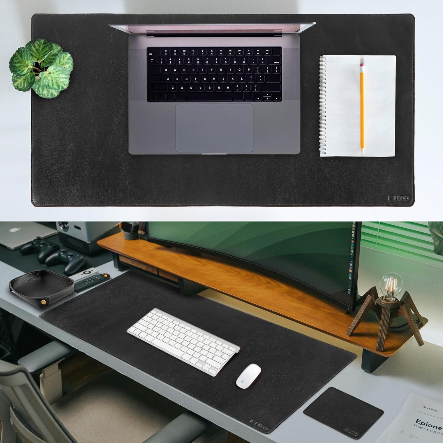 Leather Desk Mat Set (3mm) Double layer (Carbon)