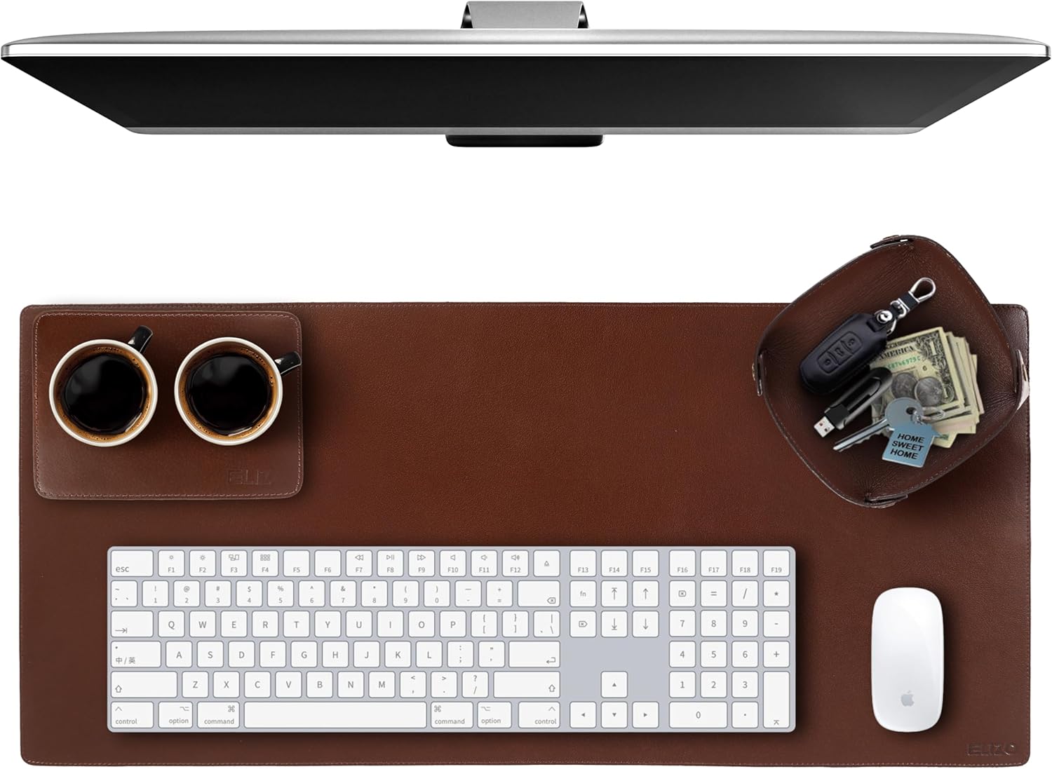 Leather Desk Mat Set (3mm) Double layer (Chestnut)