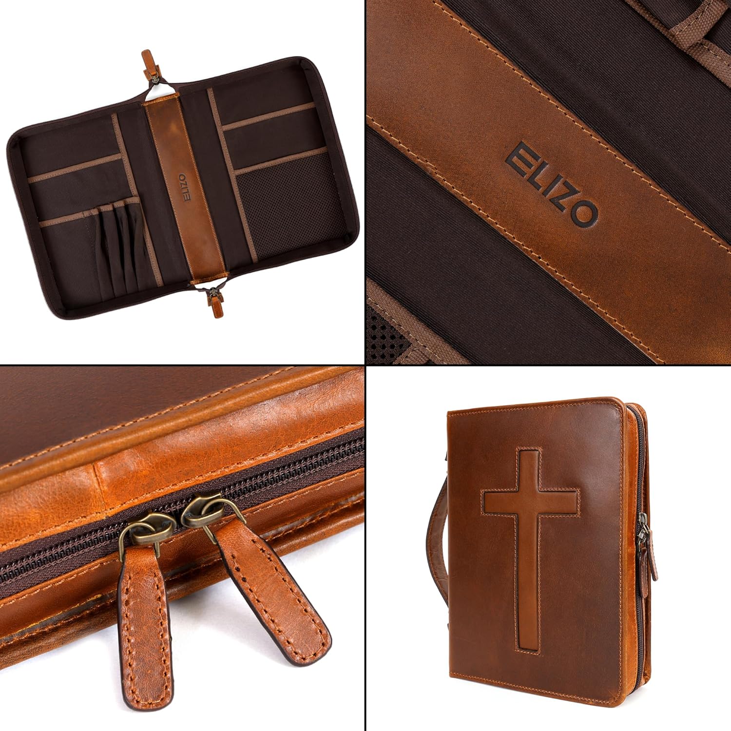 Study Leather Bible Case (Cognac/Tan)