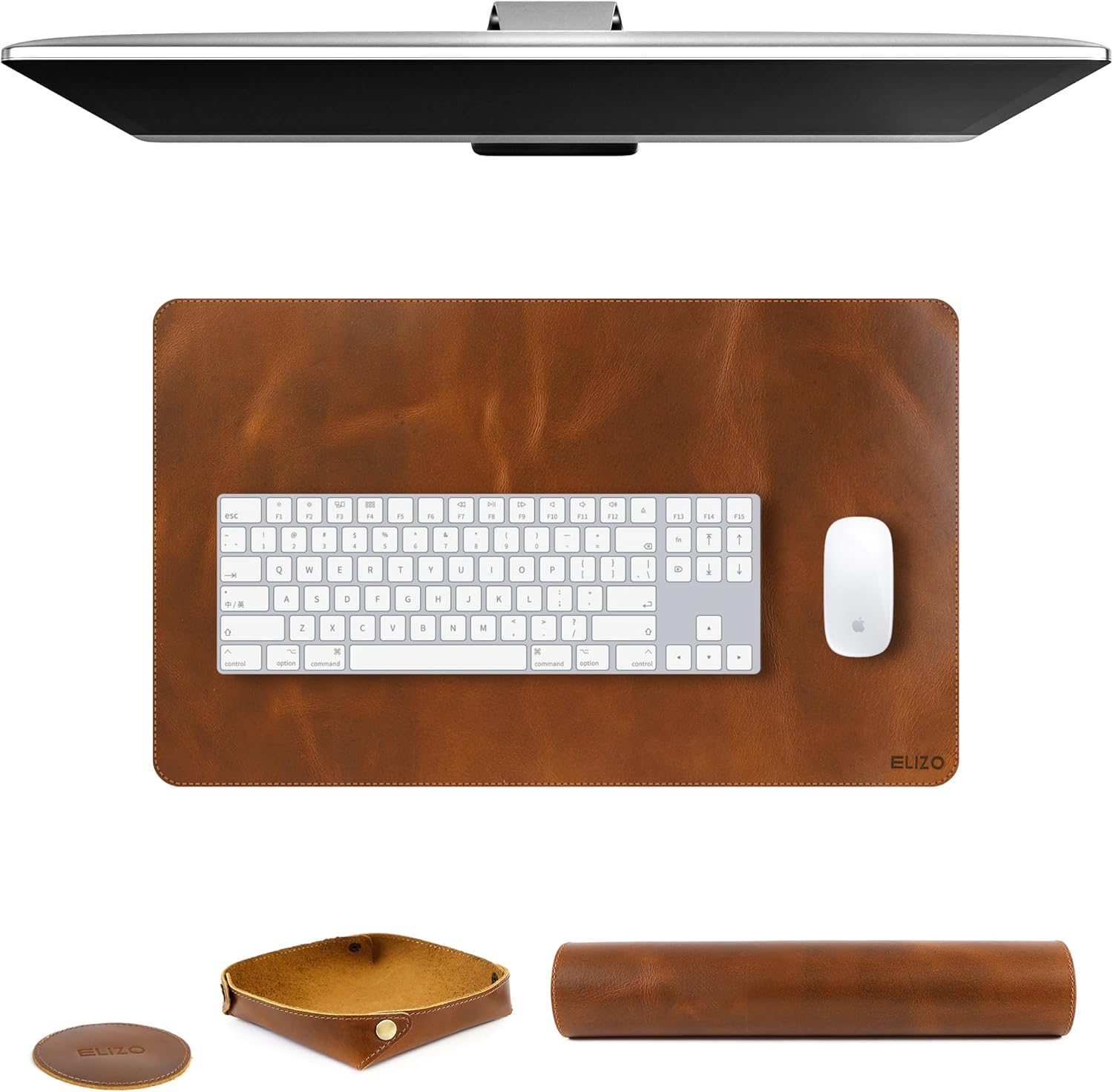 Leather Desk Mat Set (24X14) Single Layer (Cognac)