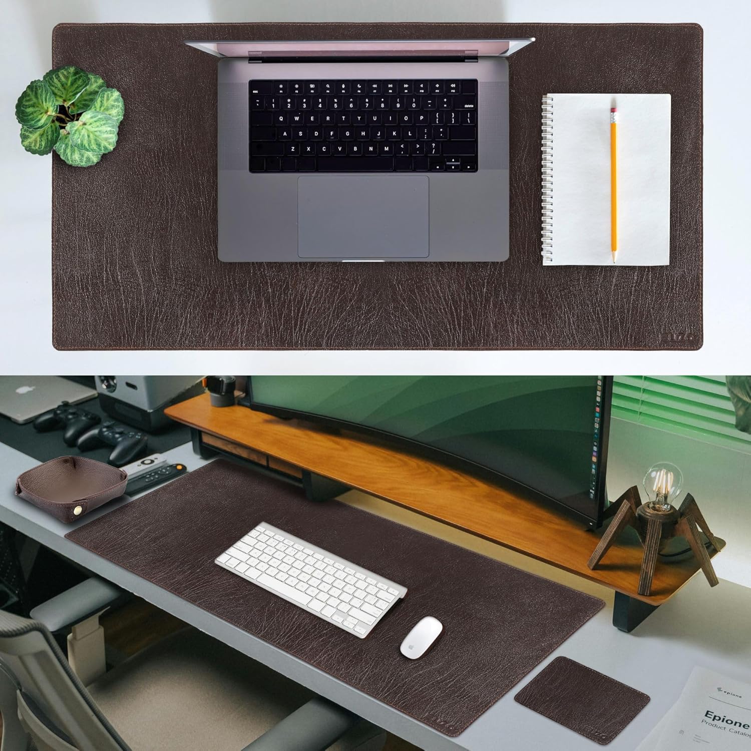 Leather Desk Mat Set (3mm) Double layer (Espresso)
