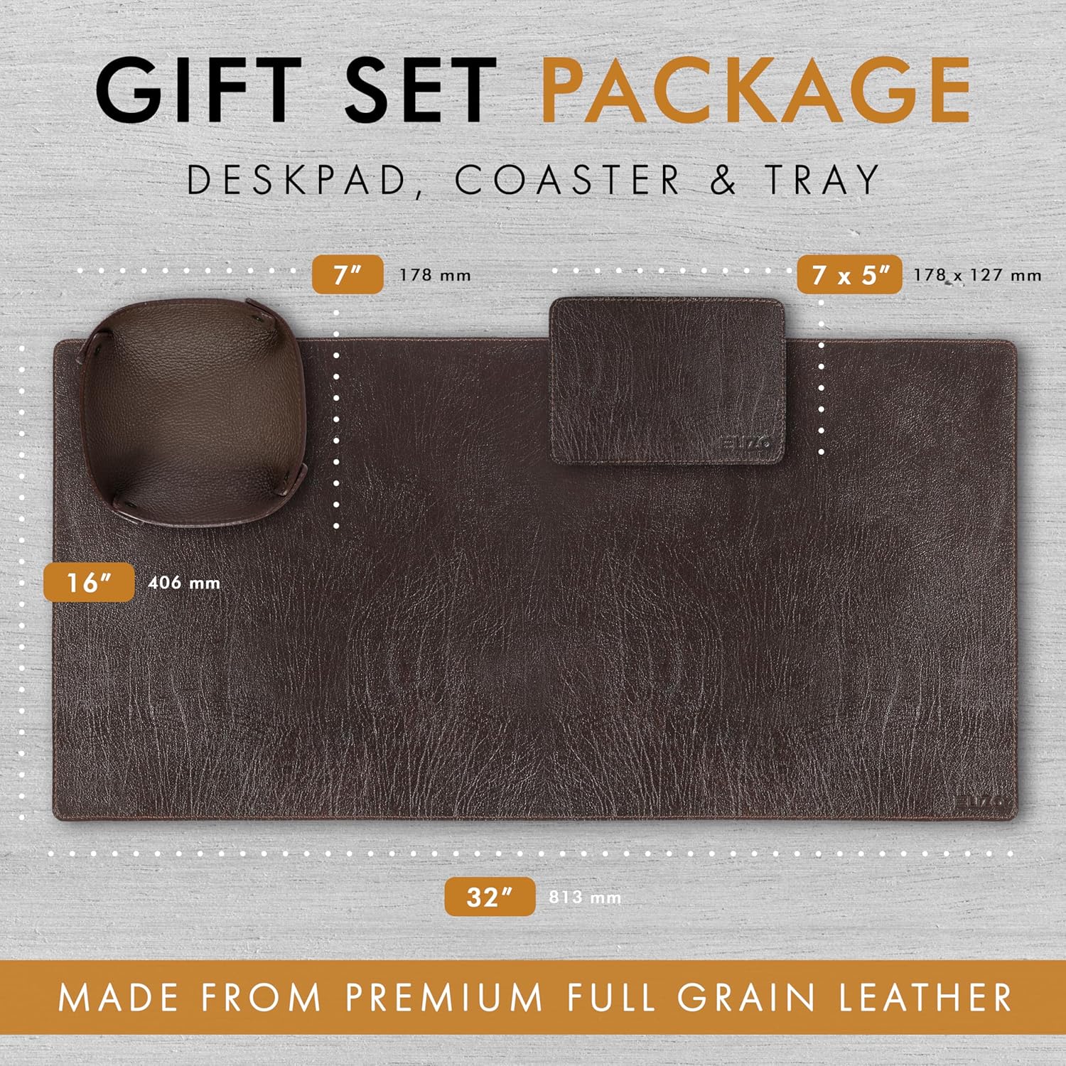 Leather Desk Mat Set (3mm) Double layer (Espresso)