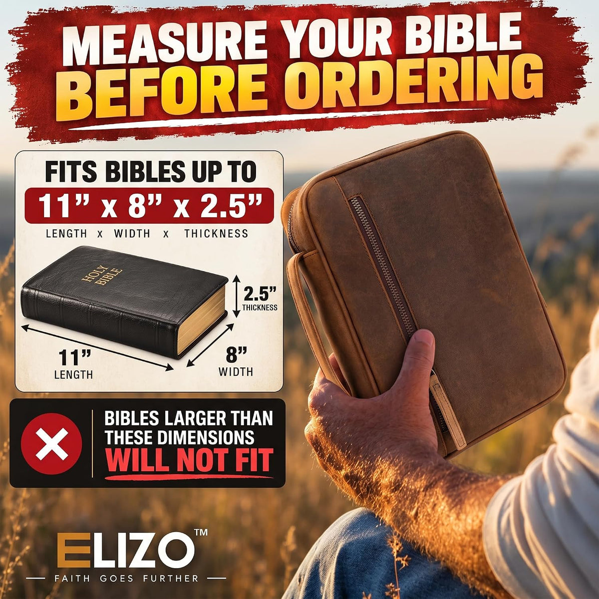Extra Large Leather Bible Case (Grizzly)