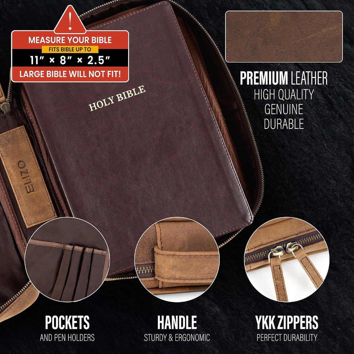 Extra Large Leather Bible Case (Grizzly)
