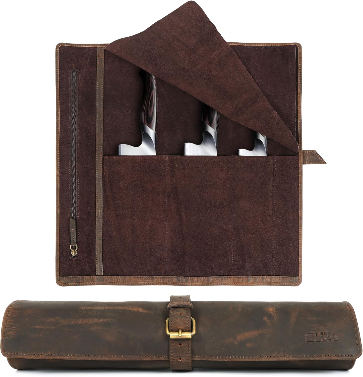 Leather Knife Roll  for Chefs - Protectors Sleeve (IronWood)