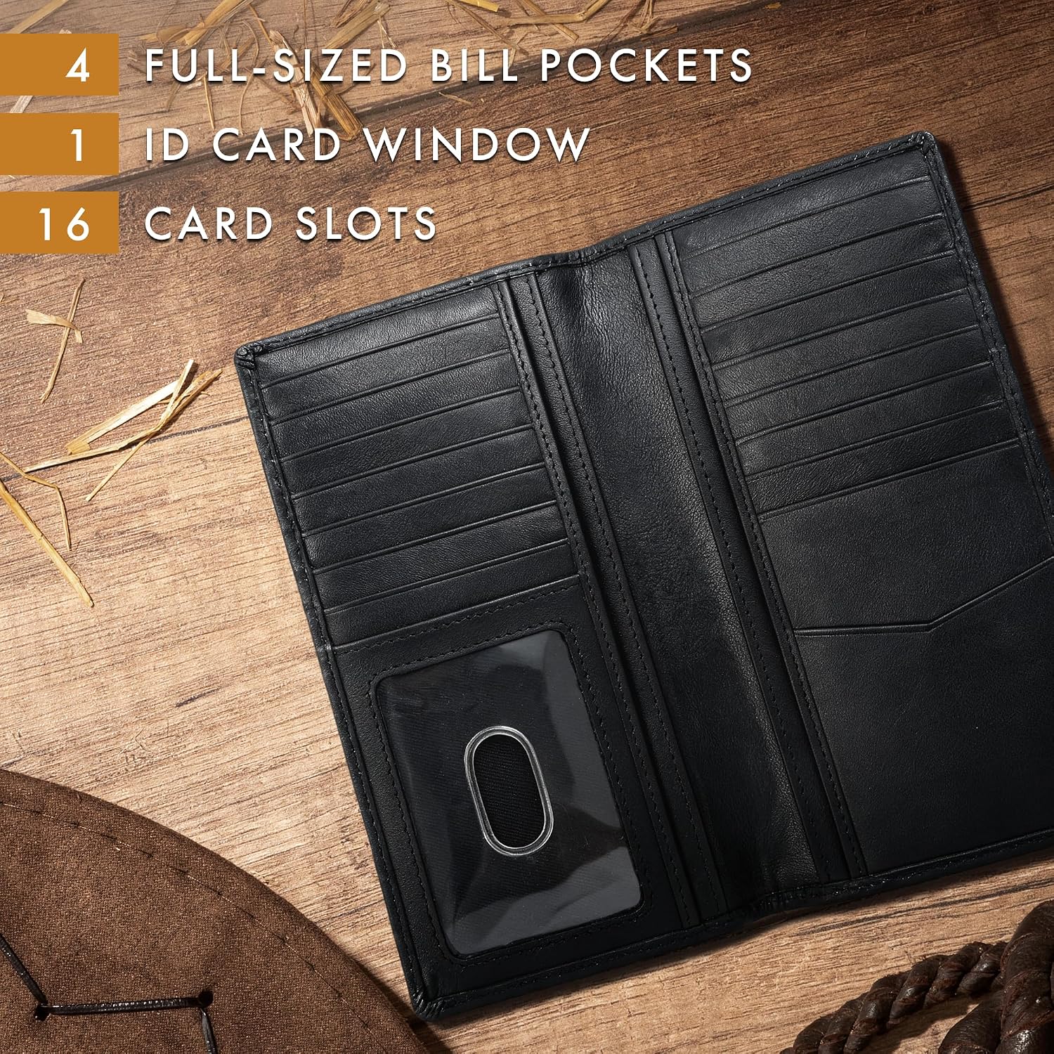 Mens Long Wallet (Black Ostrich)
