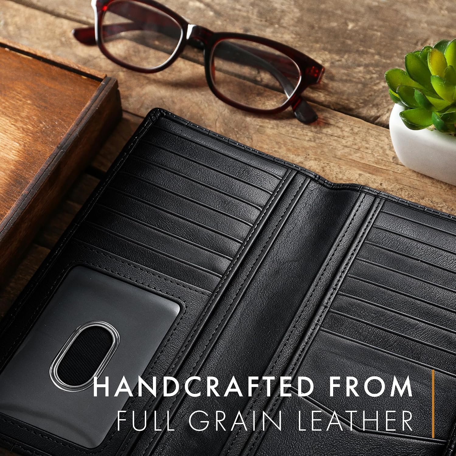 Mens Long Wallet (Black Ostrich)