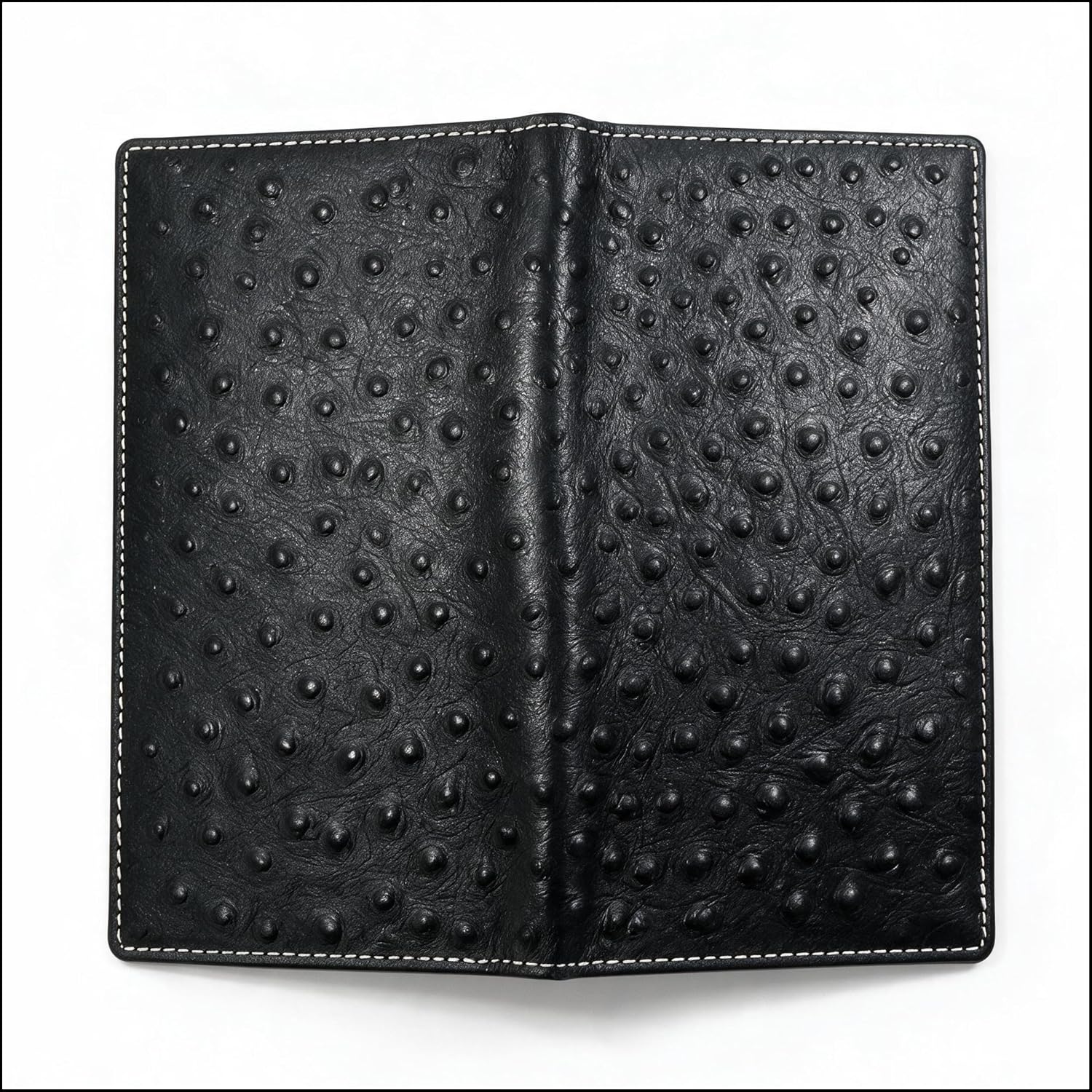 Mens Long Wallet (Black Ostrich)
