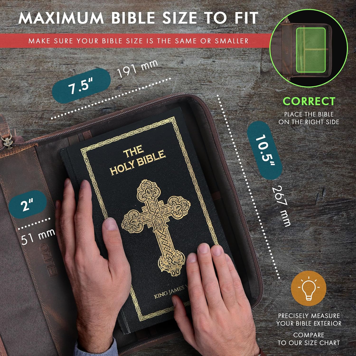 Study Leather Bible Case (Pioneer/Cross)