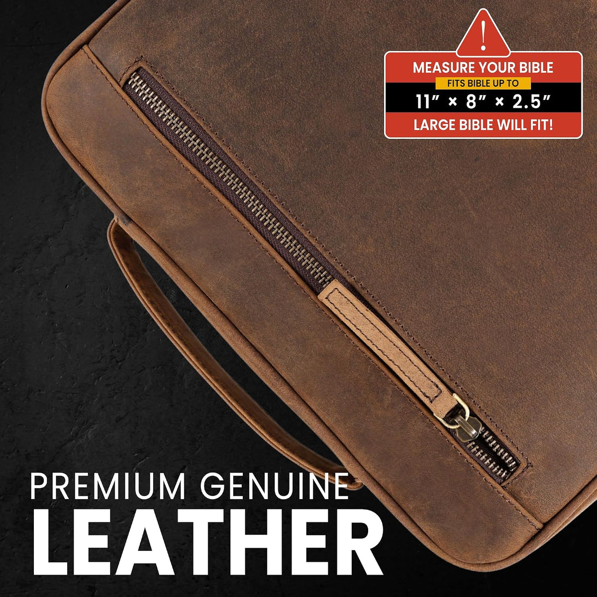 Extra Large Leather Bible Case (Grizzly with Plaid Interior)