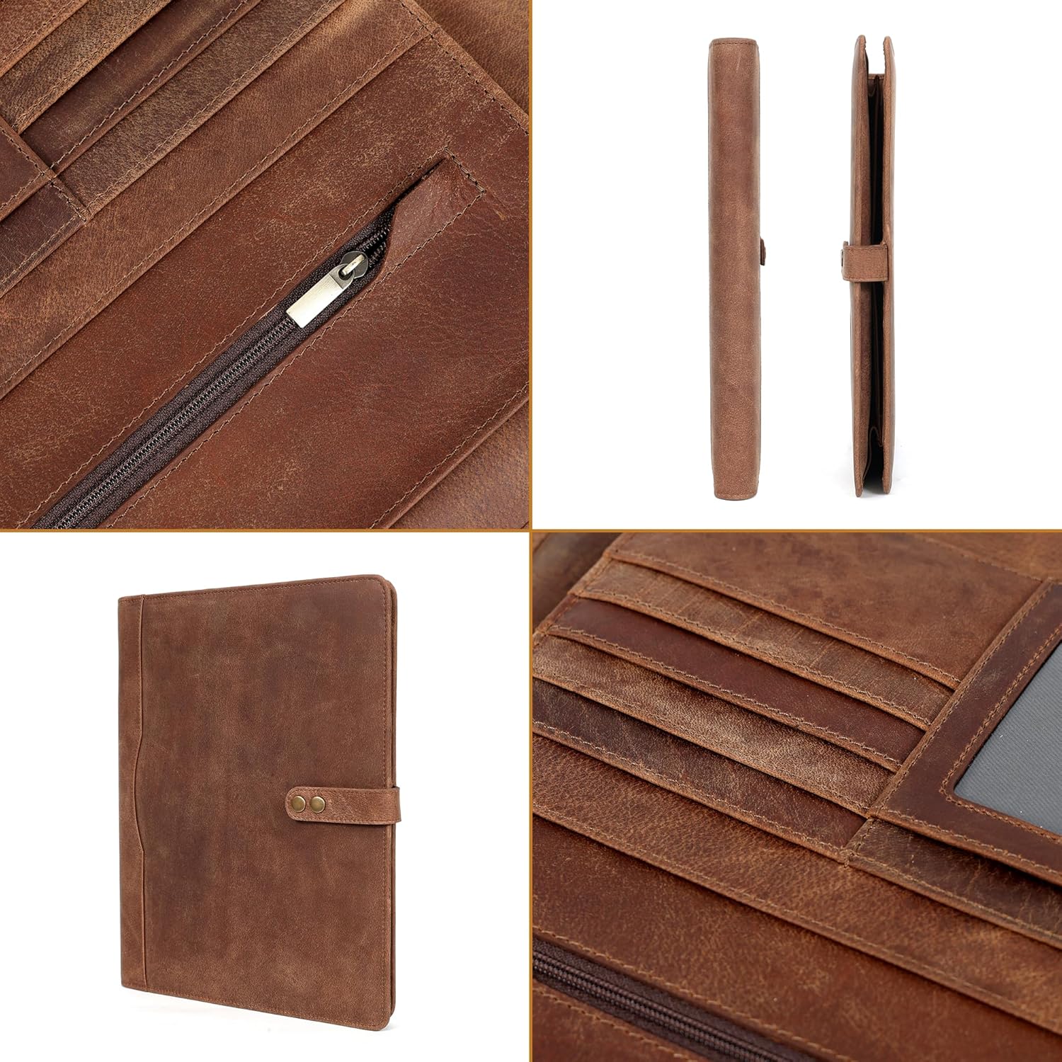 Leather Portfolio Organizer (Saddle, Letter Strap)