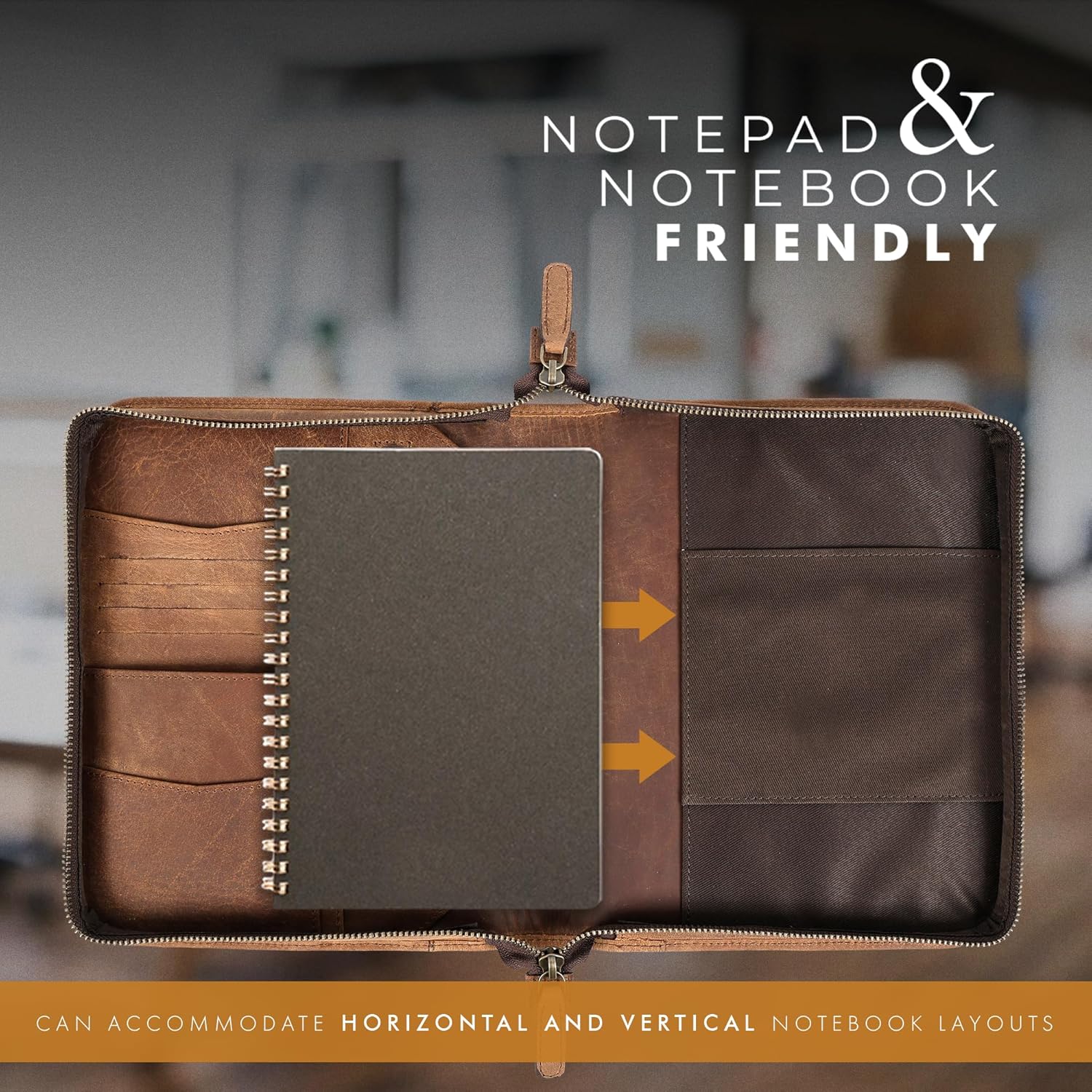 A5 Leather Portfolio & Notebook Cover (Saddle)