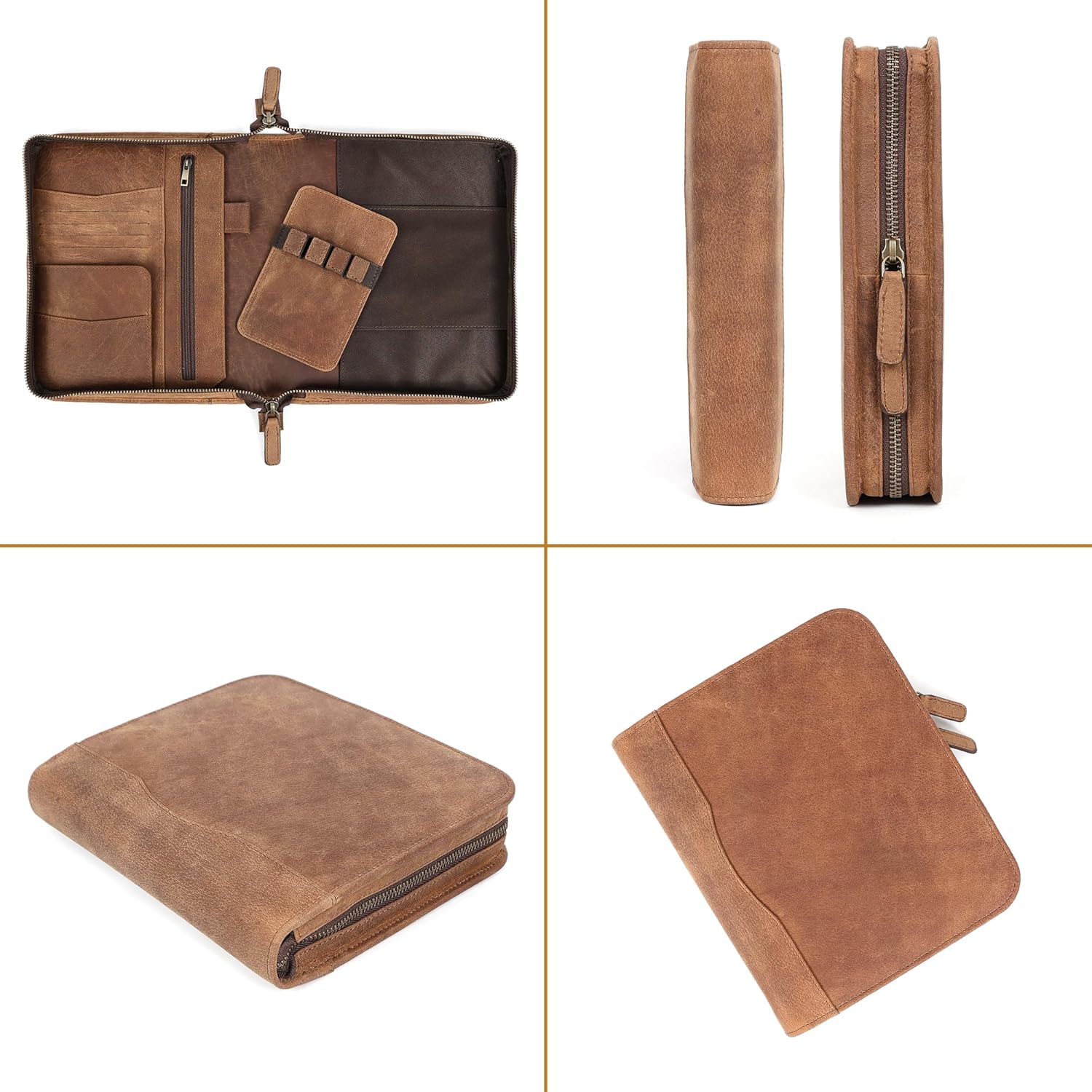 A5 Leather Portfolio & Notebook Cover (Saddle)