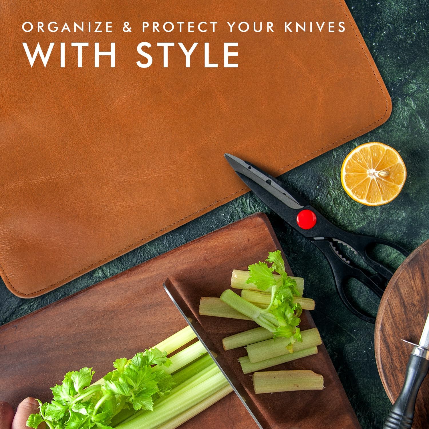 Leather Knife Roll  for Chefs – 4 Slots (Savannah)