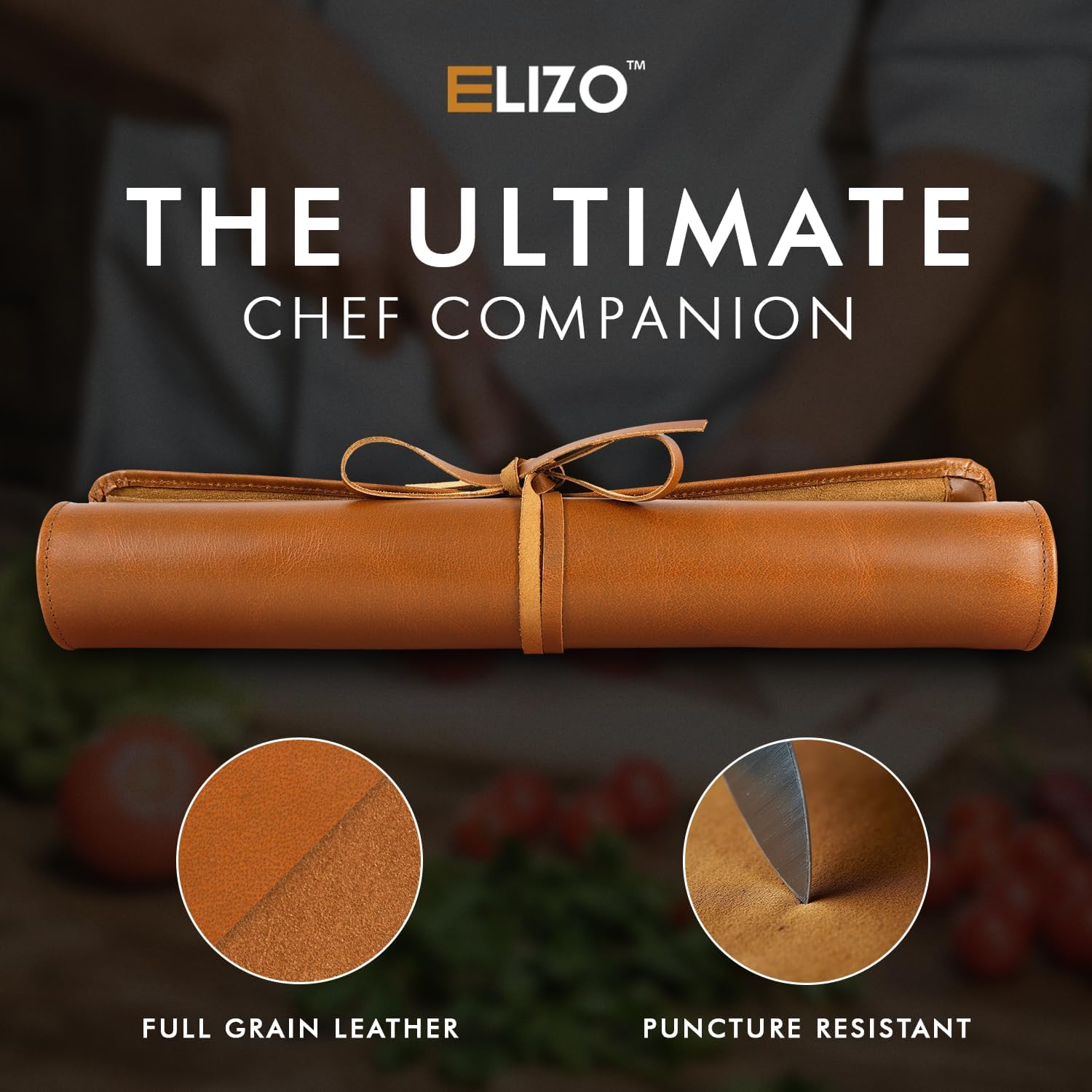 Leather Knife Roll  for Chefs – 4 Slots (Savannah)