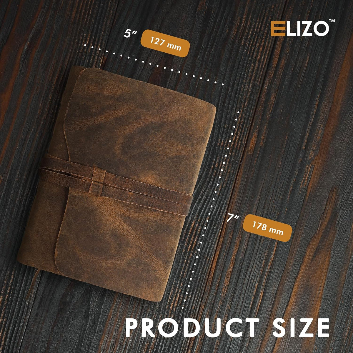 Leather Journal (5X7) - Strap Closure - Teak Brown