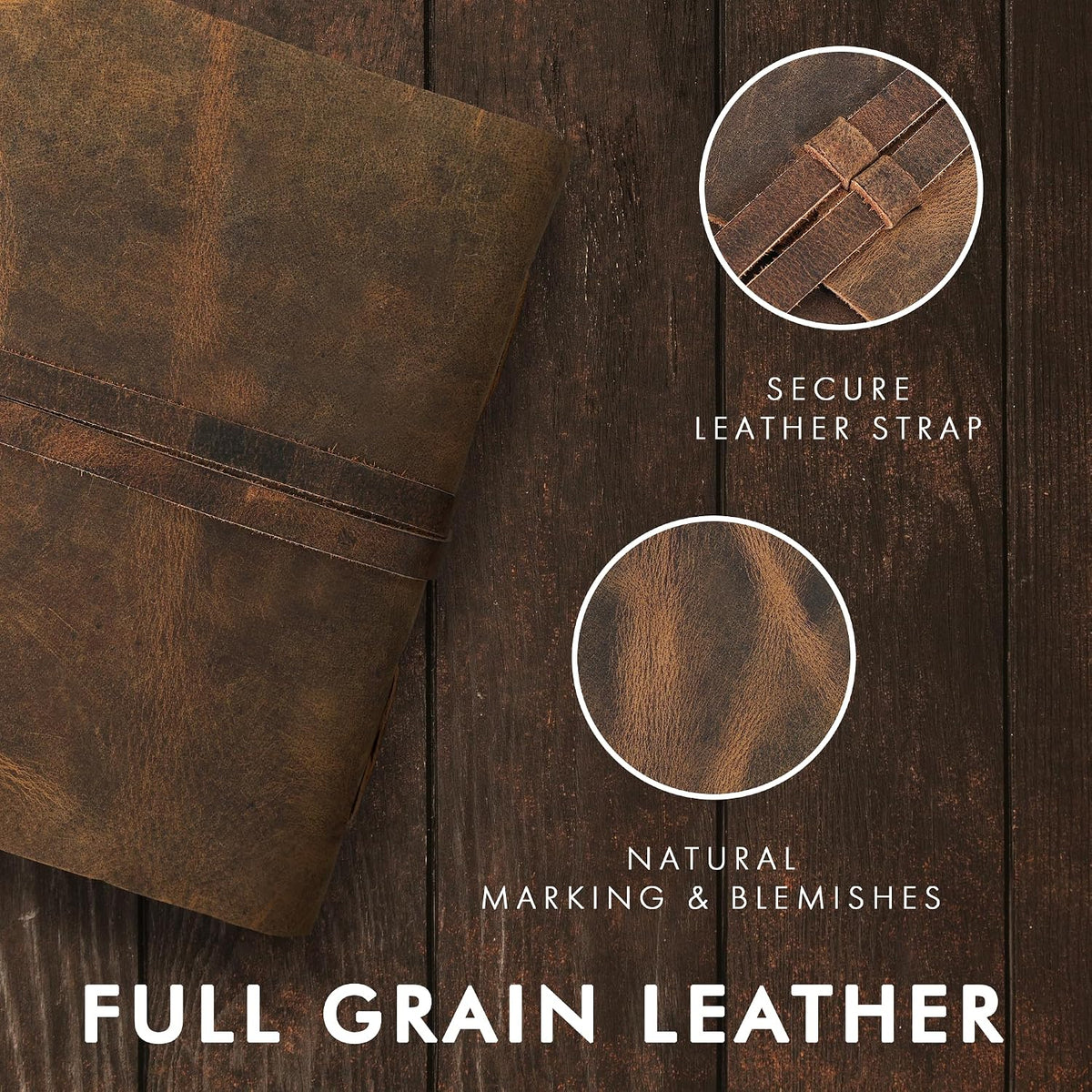 Leather Journal (5X7) - Strap Closure - Teak Brown
