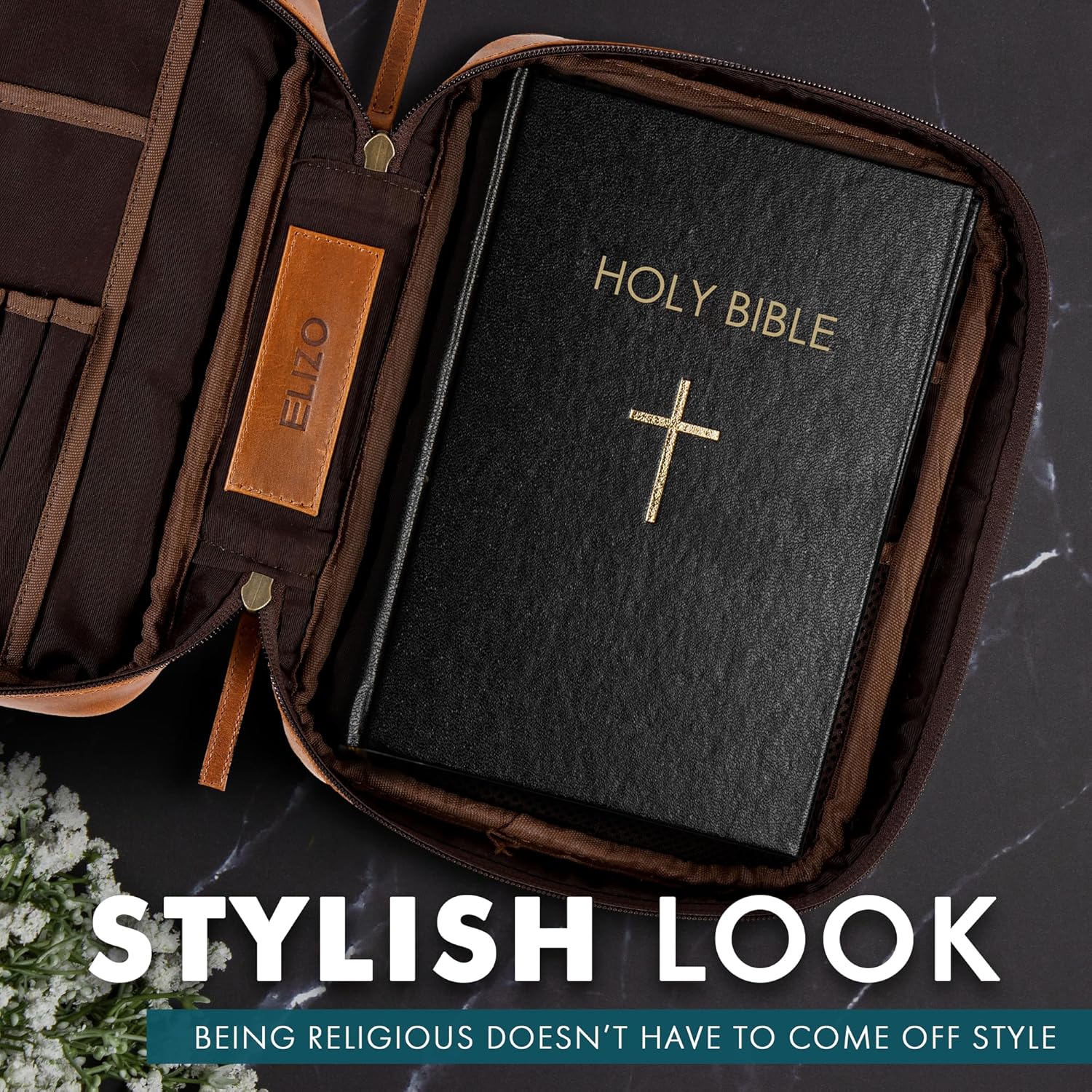 Study Leather Bible Case (Cognac)