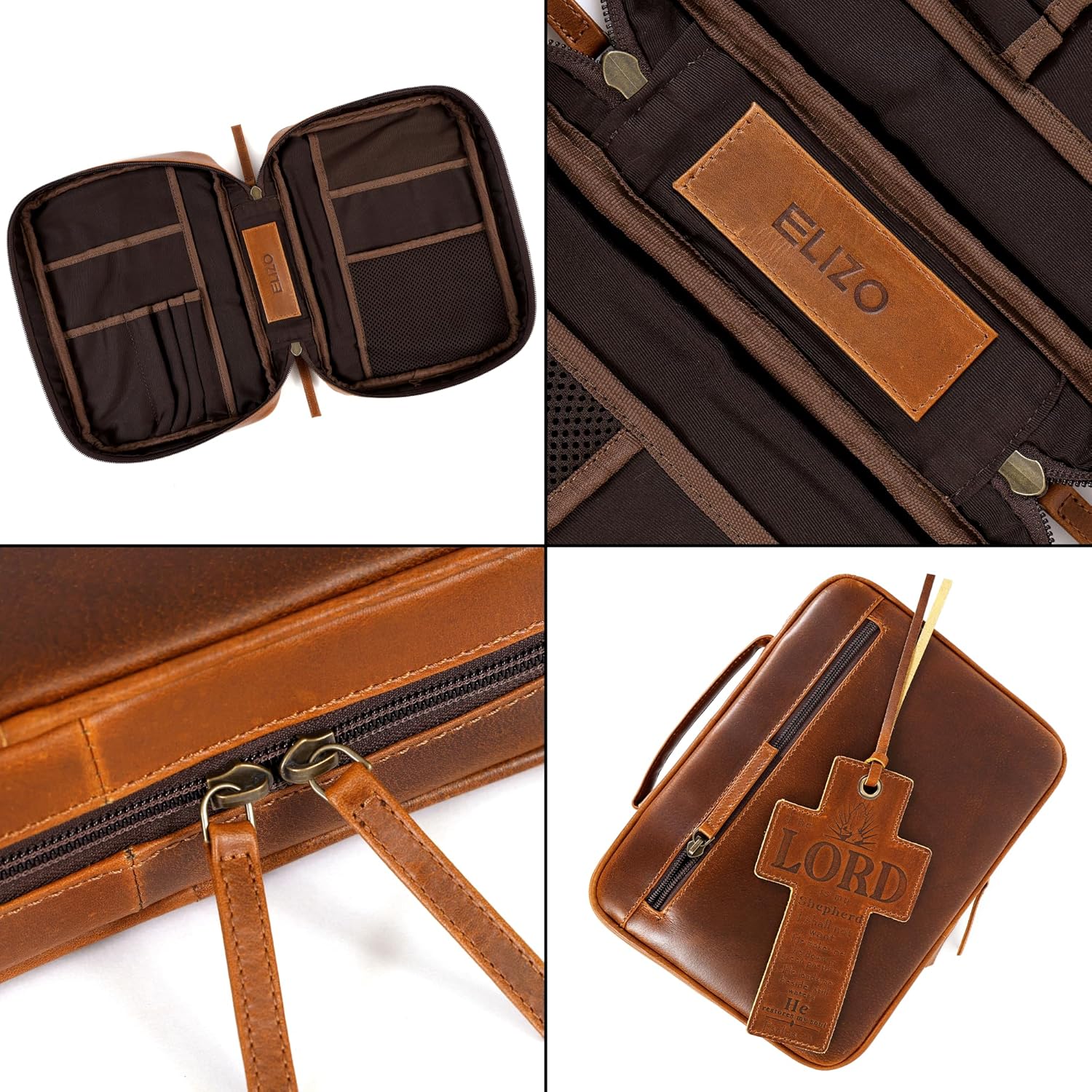 Study Leather Bible Case (Cognac)