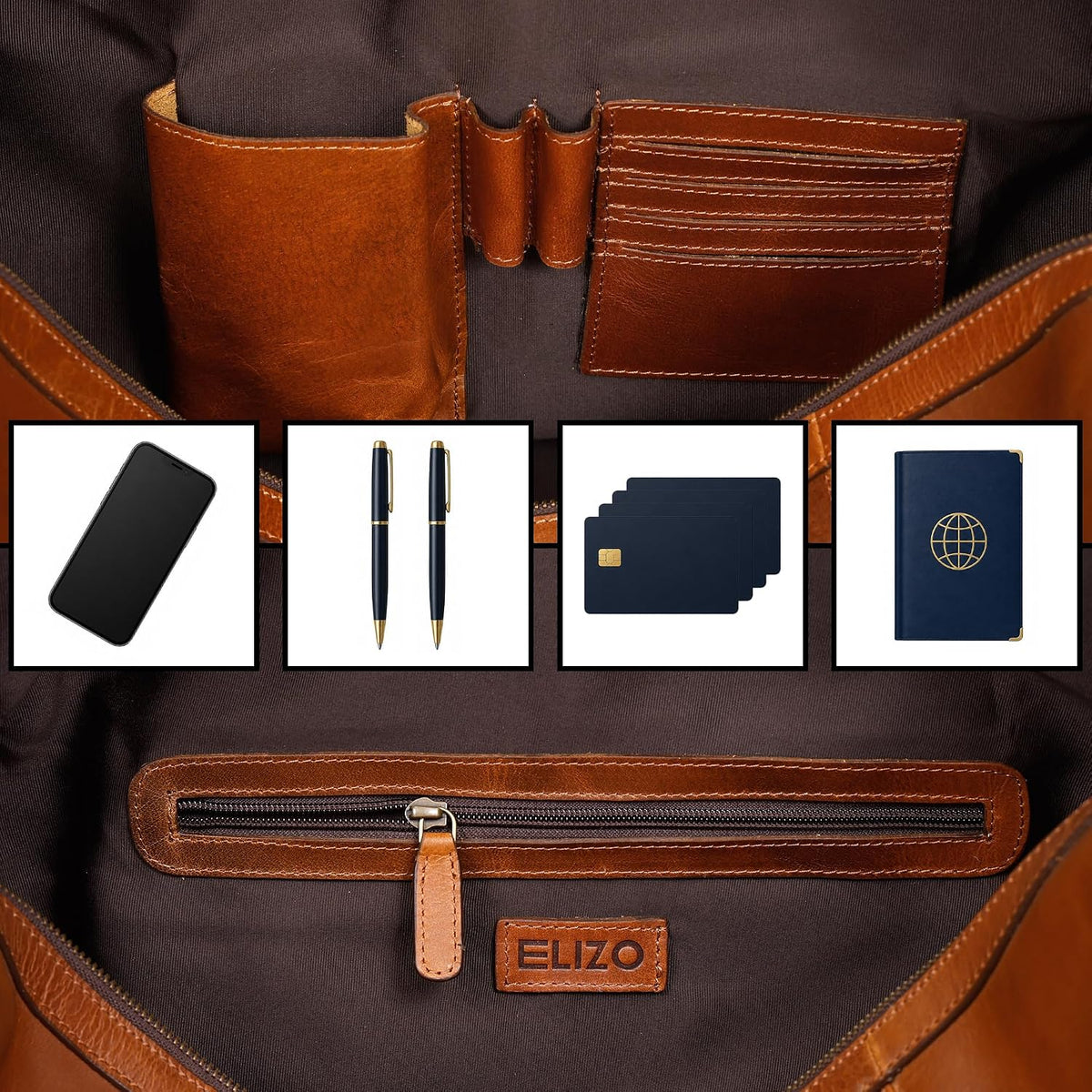Leather Duffle Bag - Overnight Travel Bag in Tan