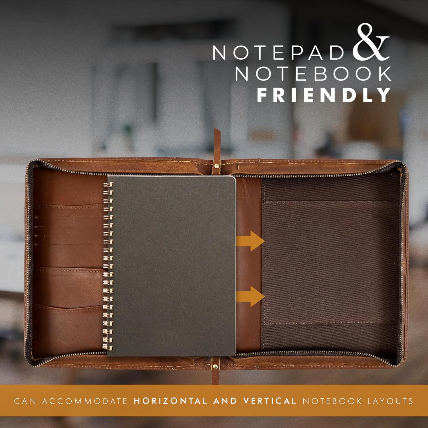 A5 Leather Portfolio & Notebook Cover (Tan)