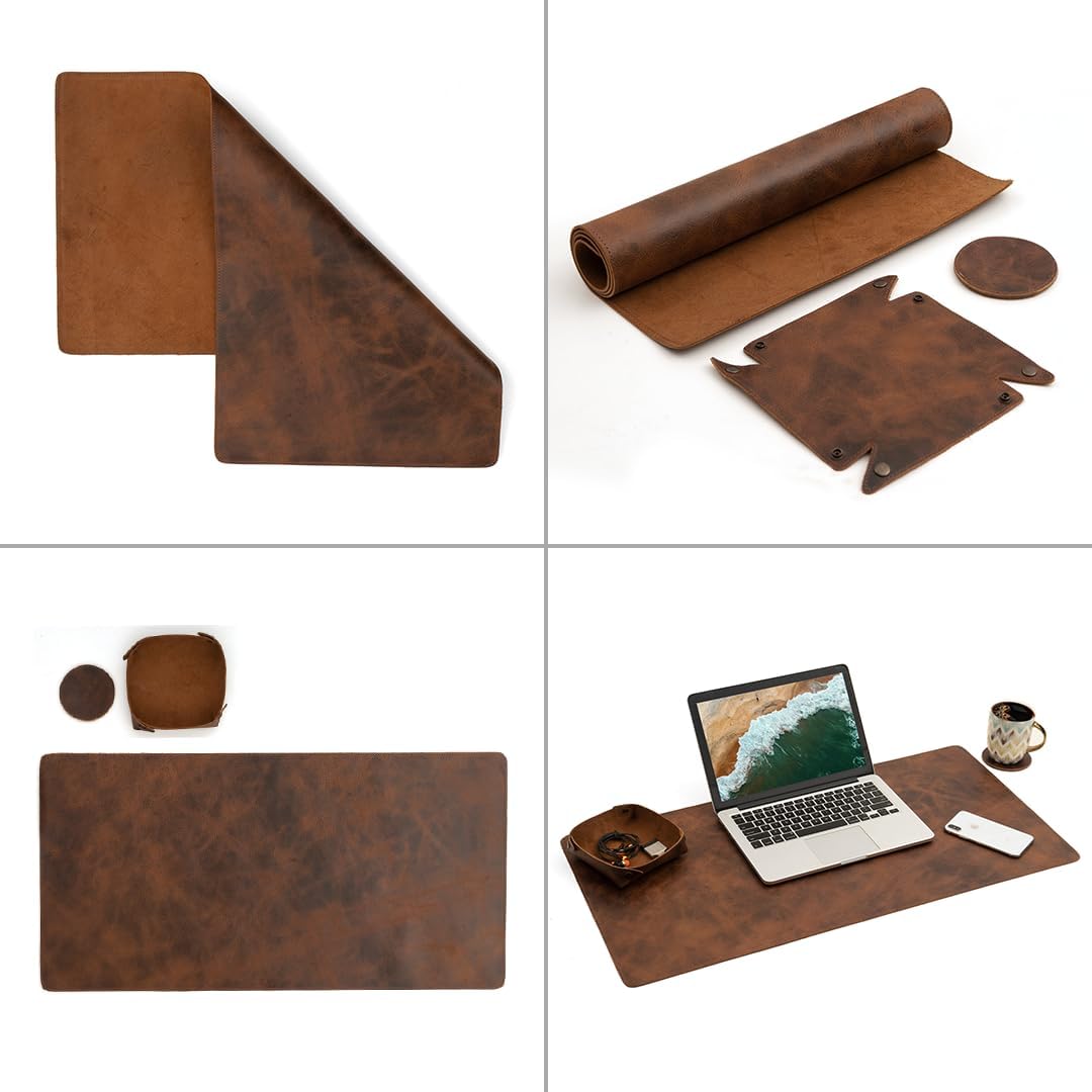 Leather Desk Pad Set (Bourbon)