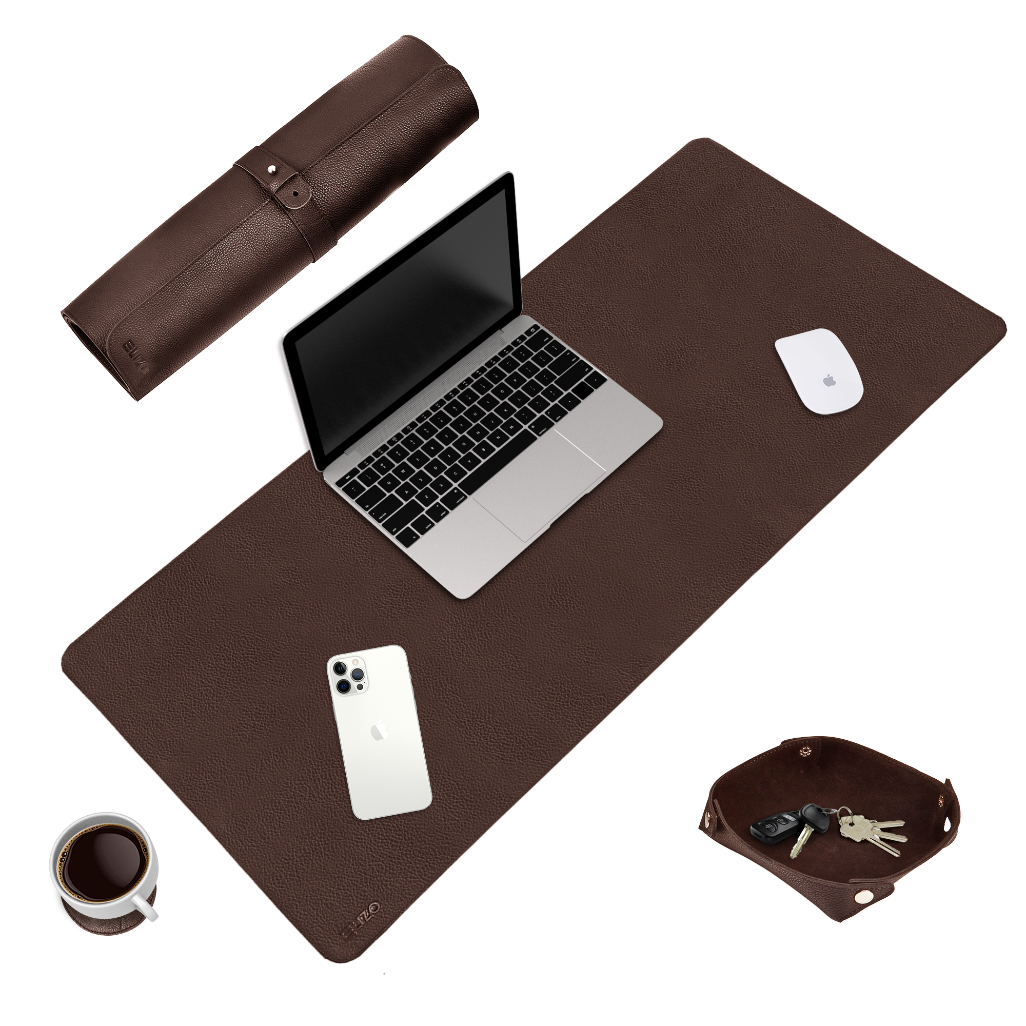 Leather Desk Pad Set - Cocoa (31x15.6 Single Layer)