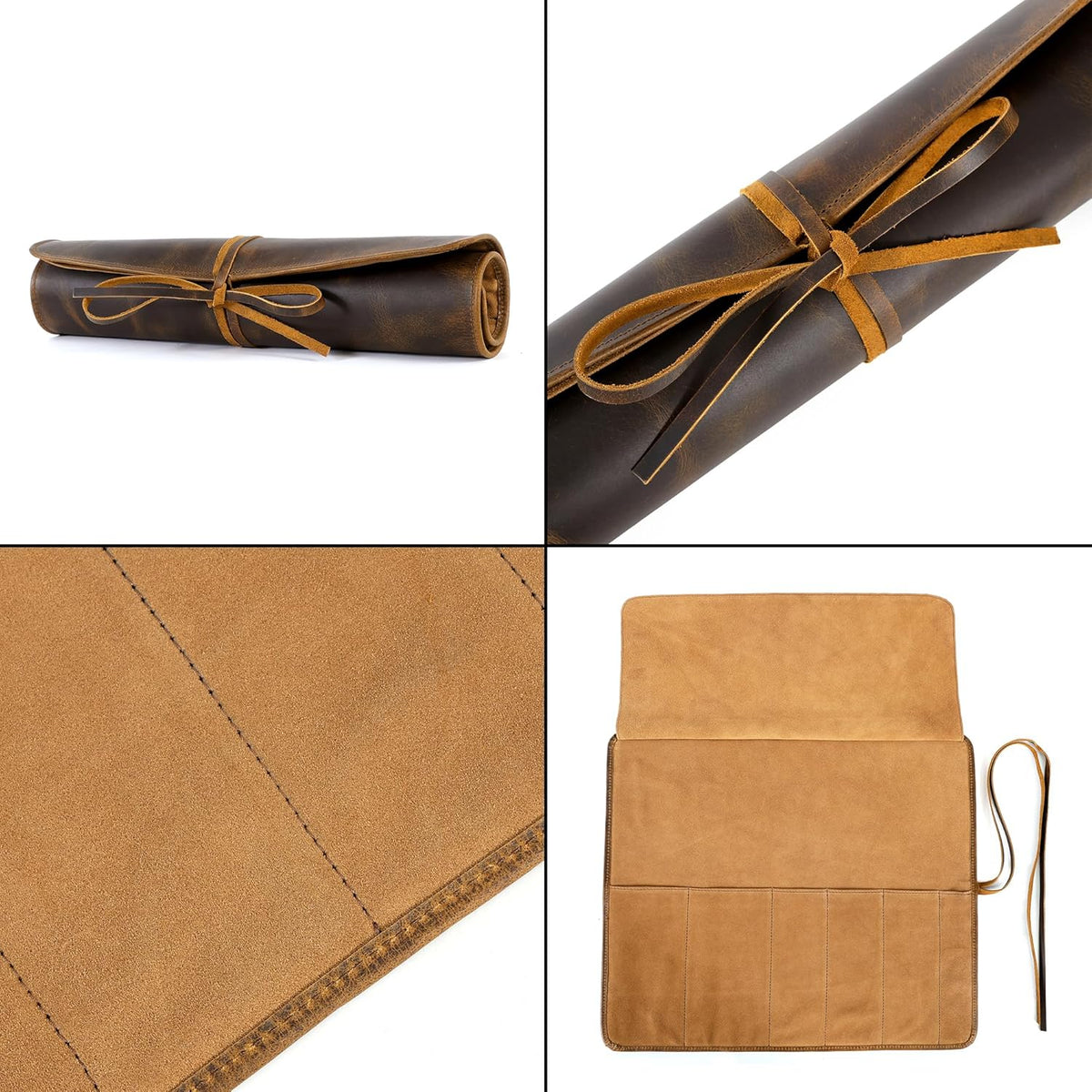 Full Grain Leather Knife Roll for Chefs – 6 Slots (Antique), #product_type - Elizo