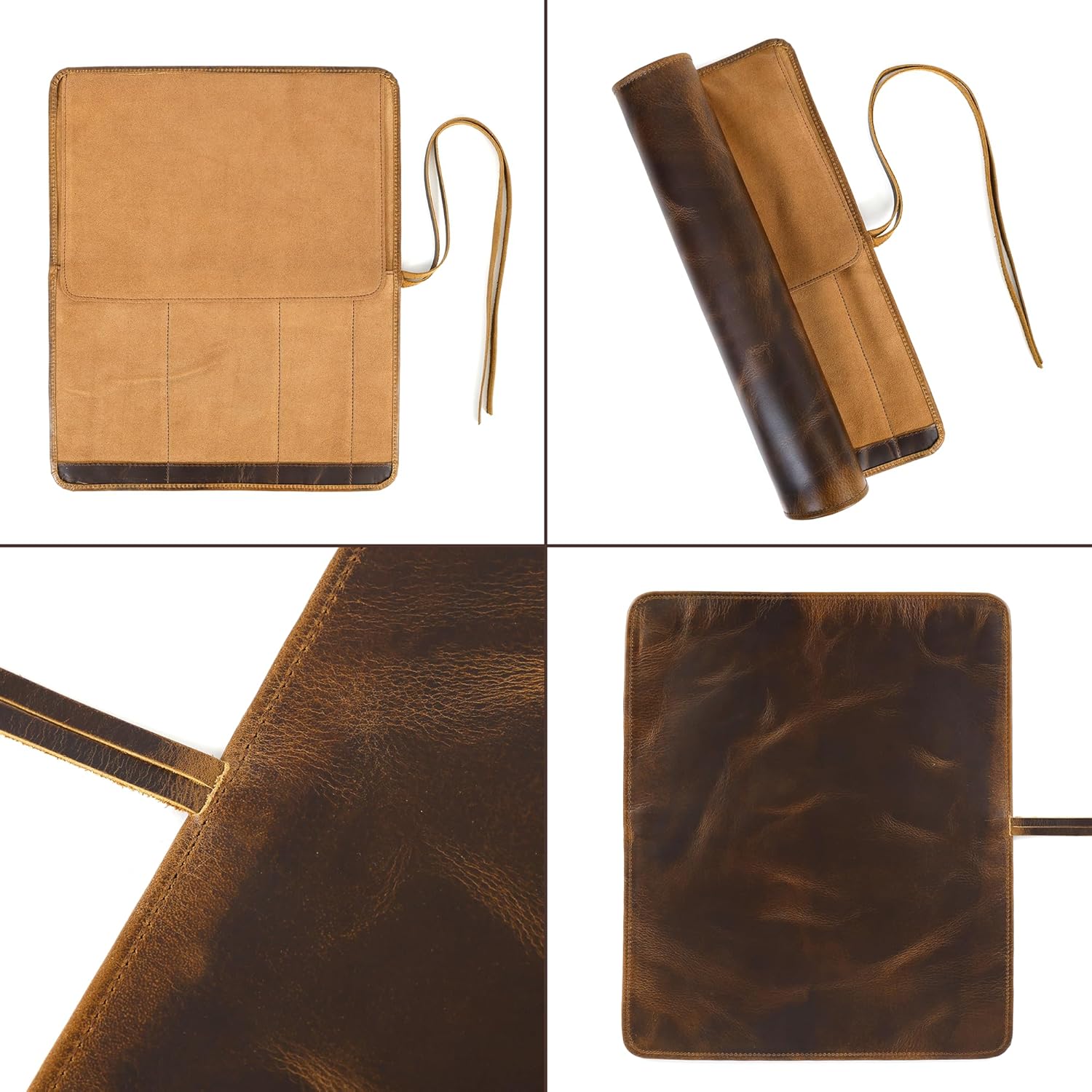 Full Grain Leather Knife Roll for Chefs - Classic