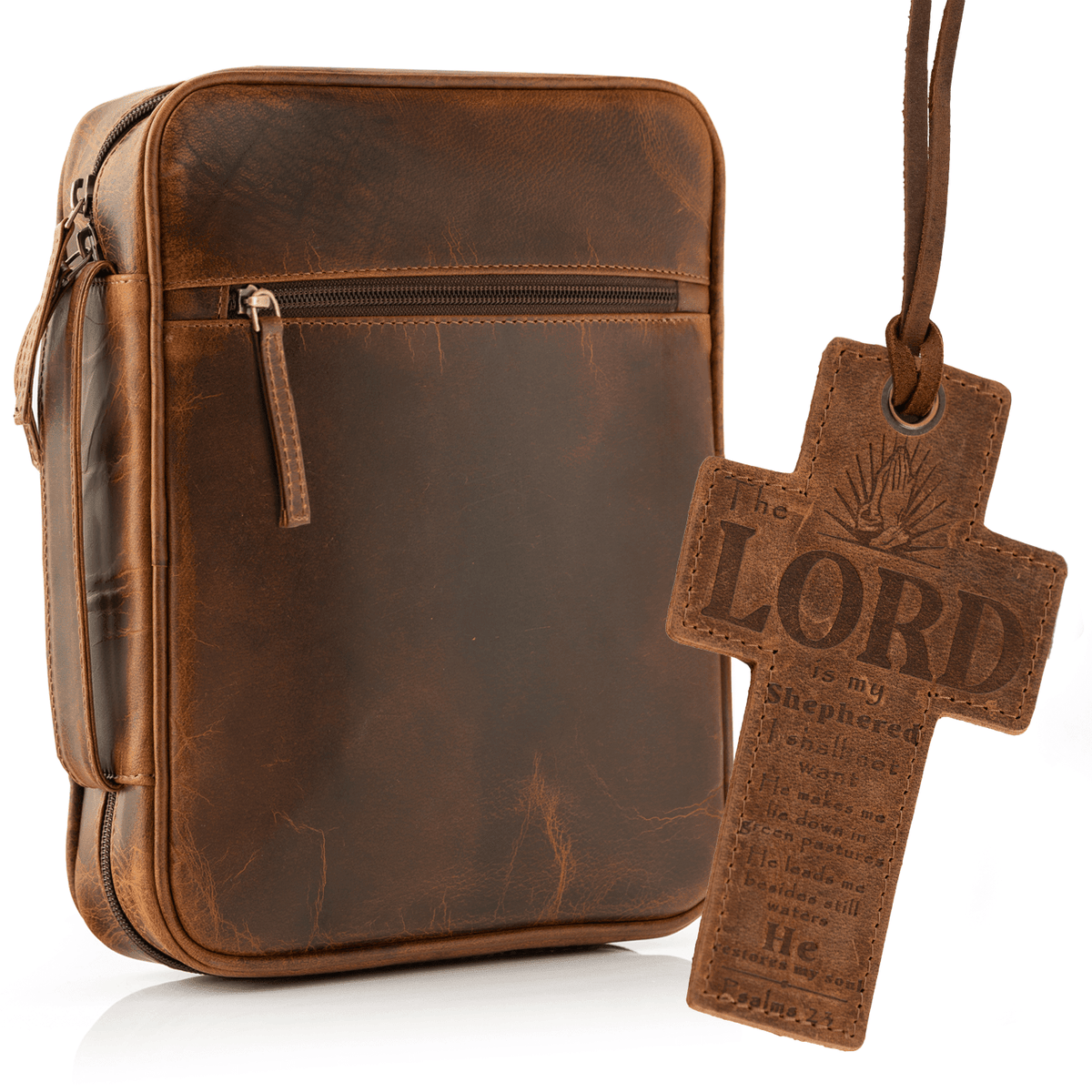 Large Leather Bible Case (Antique Brown), #product_type - Elizo