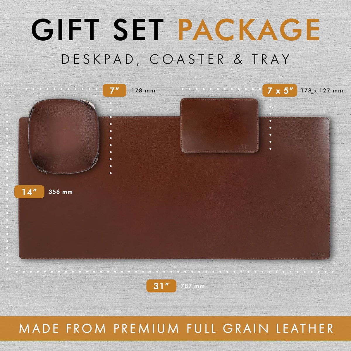 Leather Desk Mat Set (3mm) Double layer (Chestnut), #product_type - Elizo