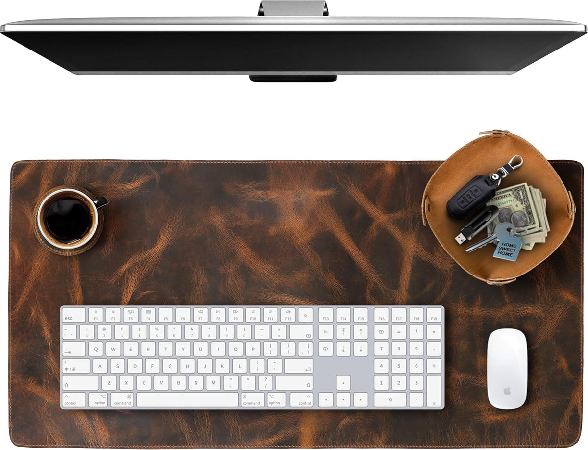Leather Desk Mat Set (3mm) Double layer (Dark Antique), #product_type - Elizo