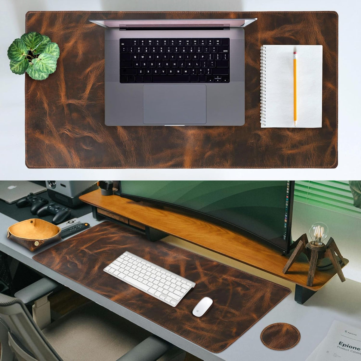 Leather Desk Mat Set (3mm) Double layer (Dark Antique), #product_type - Elizo