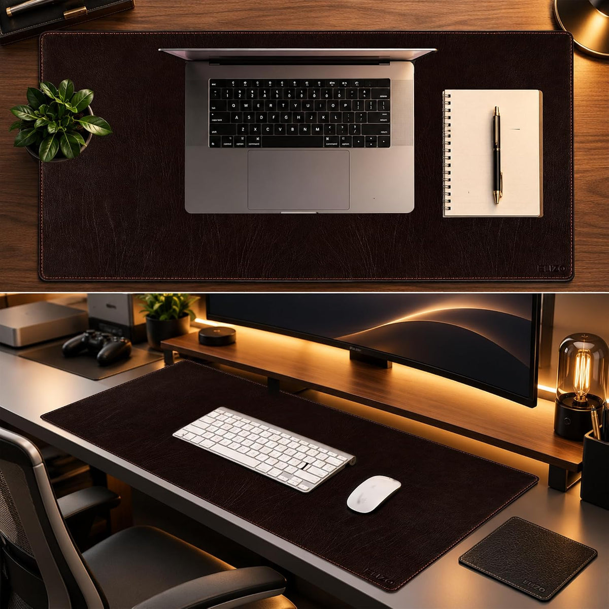 Leather Desk Mat Set (3mm) Double layer (Vintage Brown), #product_type - Elizo