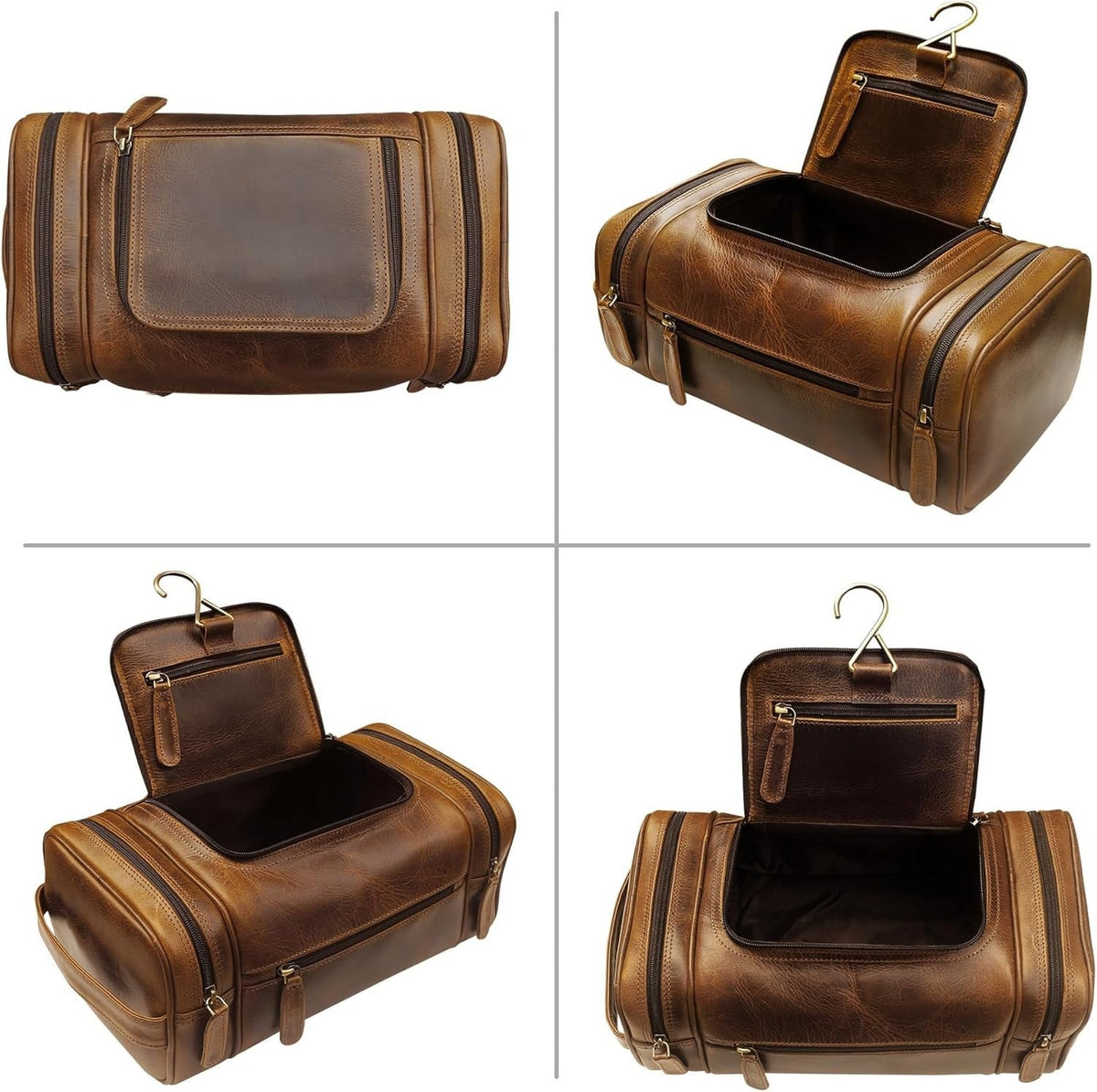 Leather Toiletry Bag Dopp Kit (X-Large, Antique), #product_type - Elizo