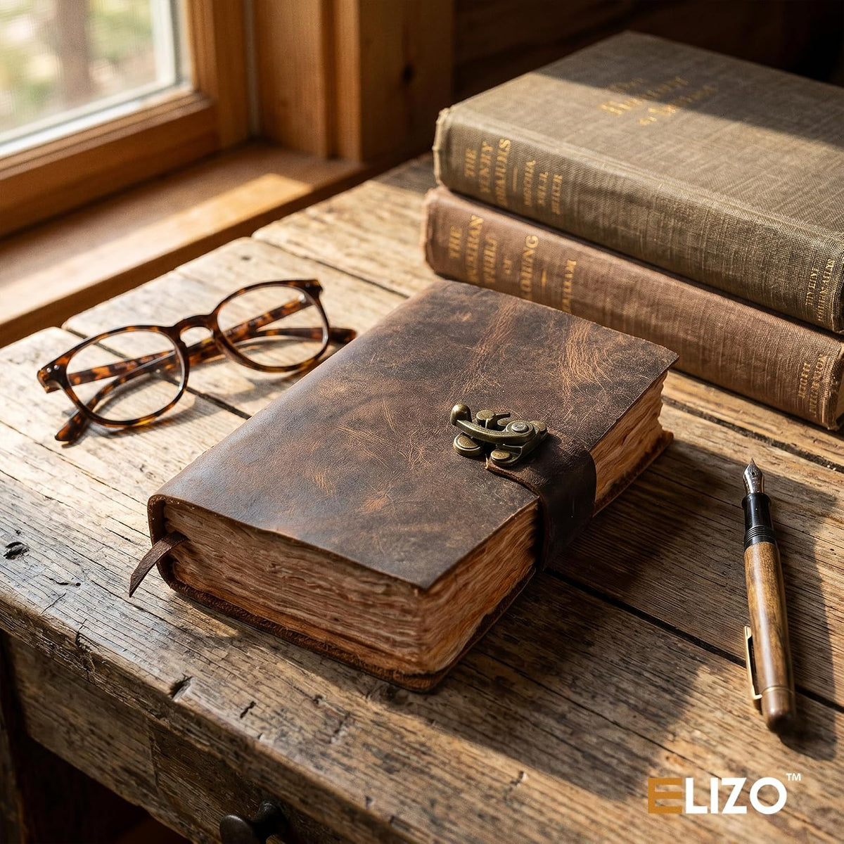 Leather Journal (4X6) - Lock Closure - Teak Brown