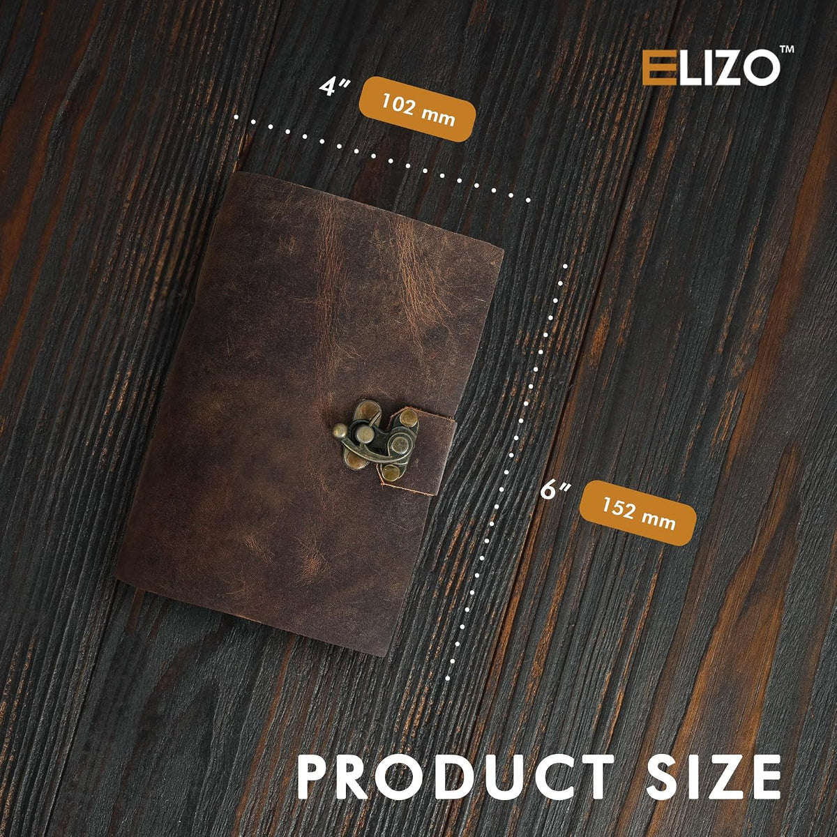 Leather Journal (4X6) - Lock Closure - Teak Brown