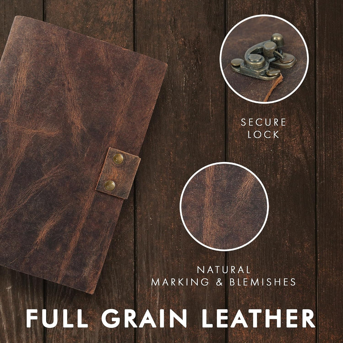 Leather Journal (4X6) - Lock Closure - Teak Brown
