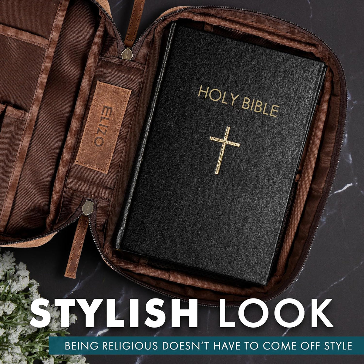 Study Leather Bible Case (Saddle), #product_type - Elizo